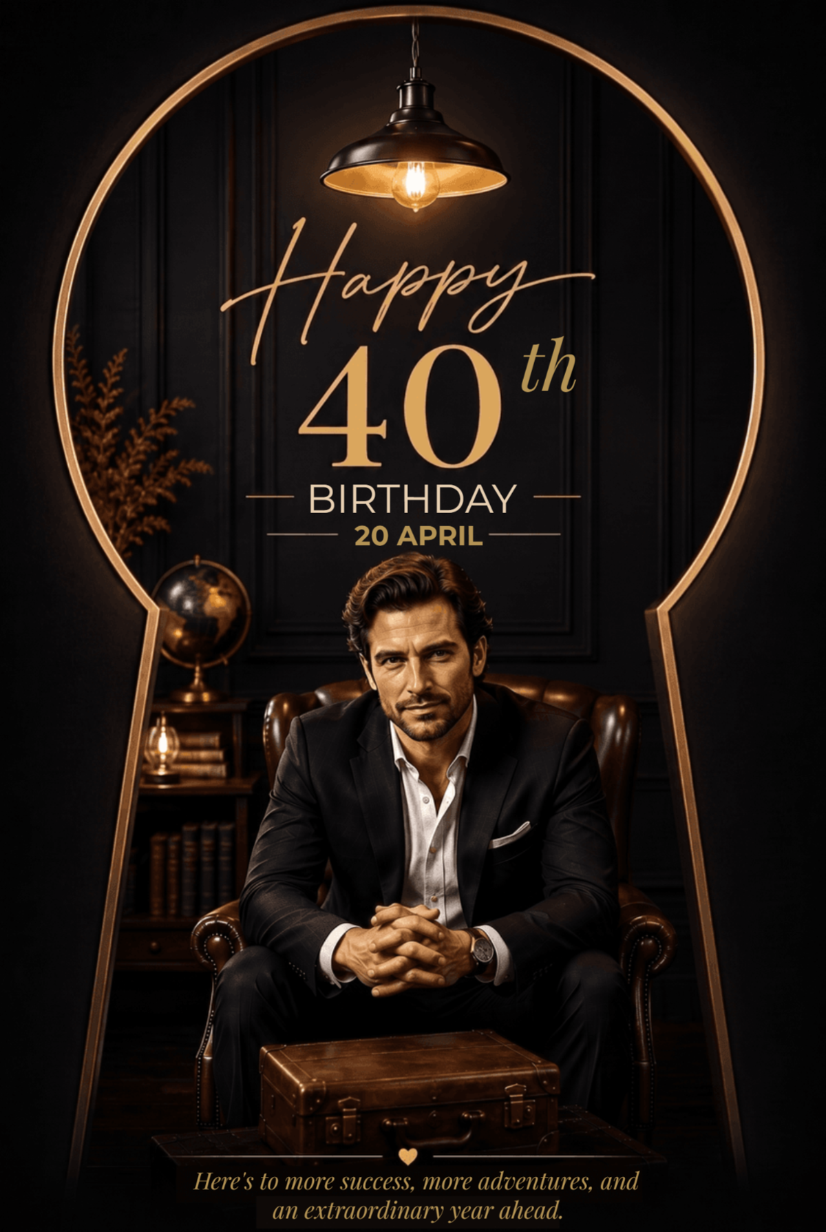Golden Keyhole Luxury 40th Birthday Invitation