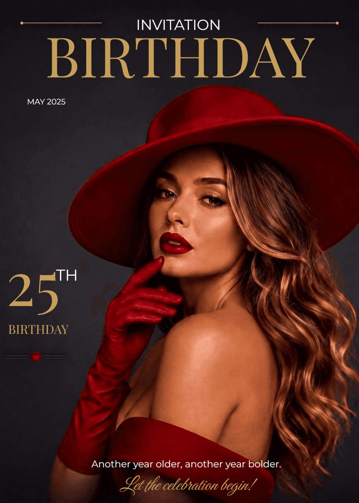Red Carpet Glam 25th Birthday Invitation