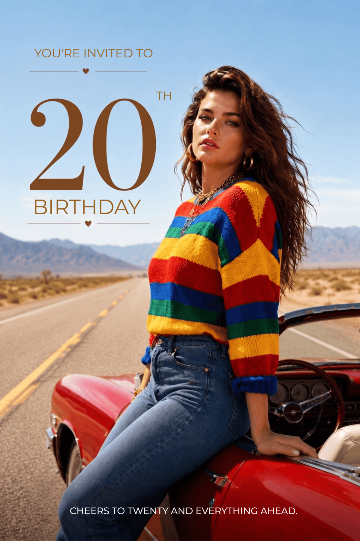 Desert Drive 20th Birthday Invitation