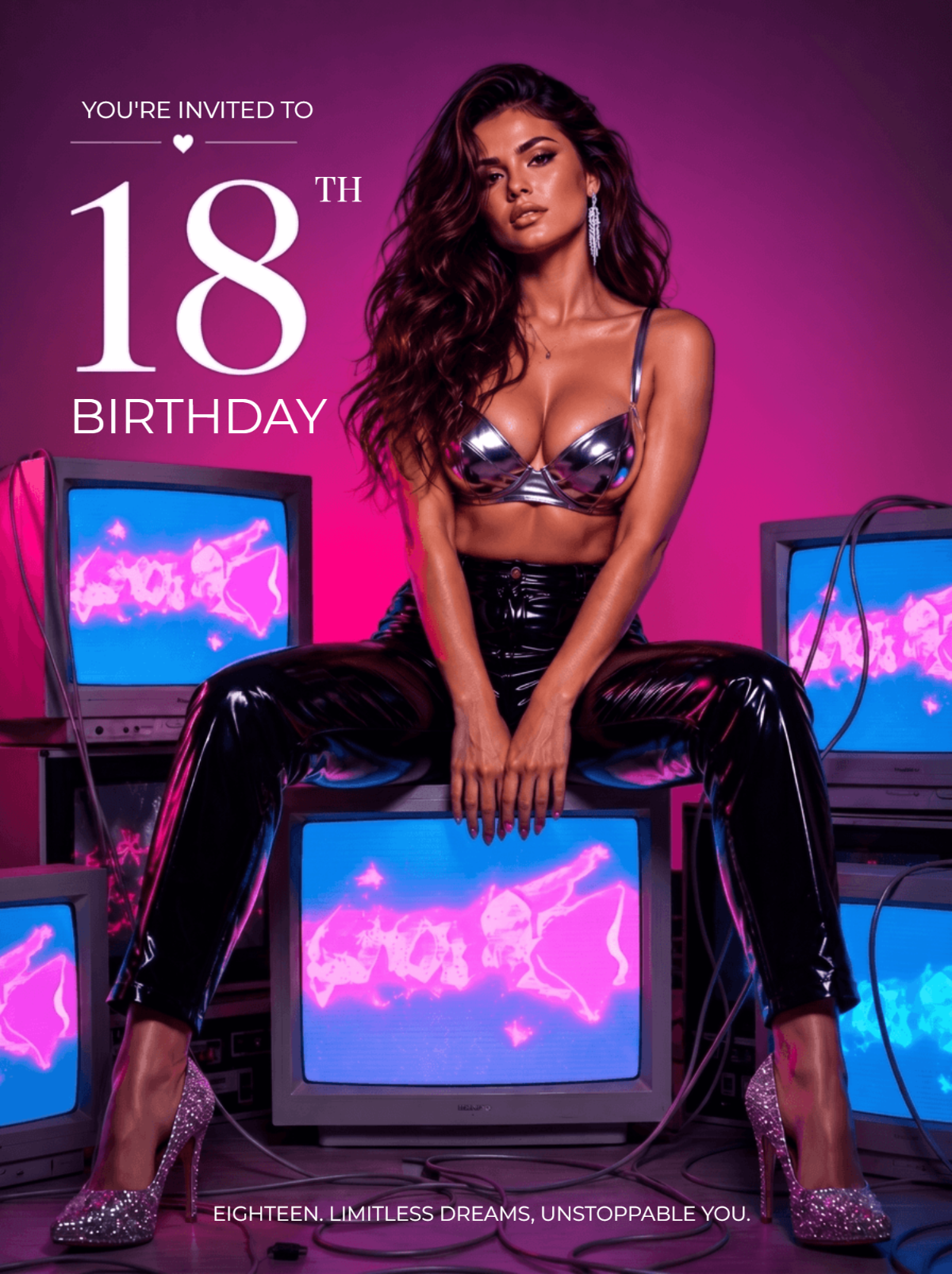 Neon Afterglow 18th Birthday Invitation