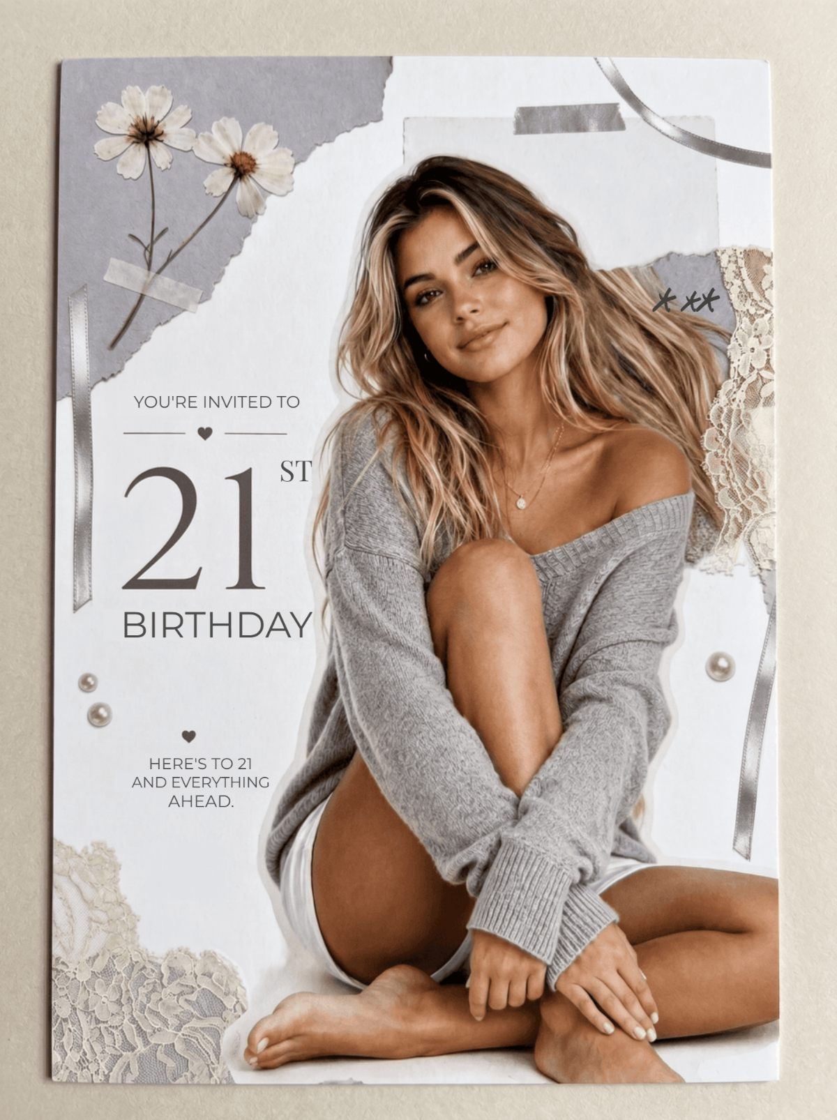 Silver Scrapbook 21st Birthday Invitation