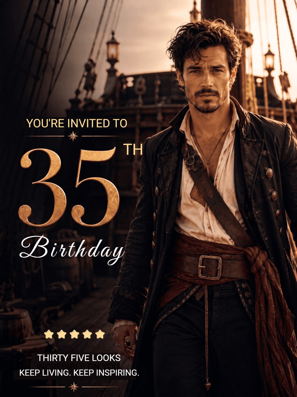 Legendary Voyage 35th Birthday Invitation