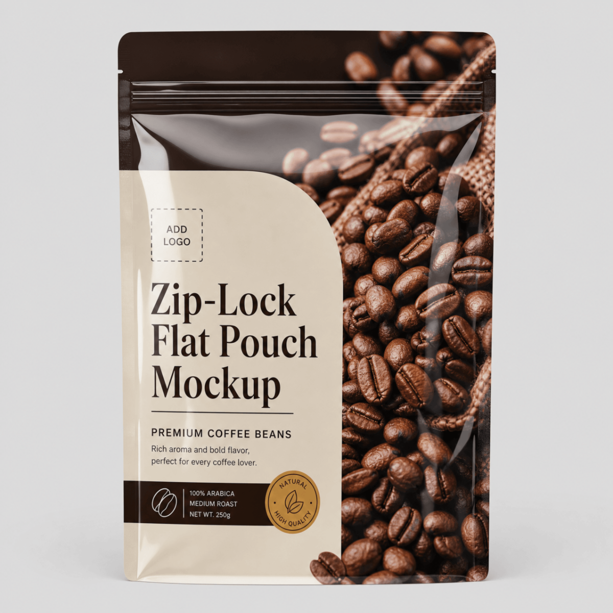 Free Zip-Lock Flat Pouch Mockup Template to Edit Online