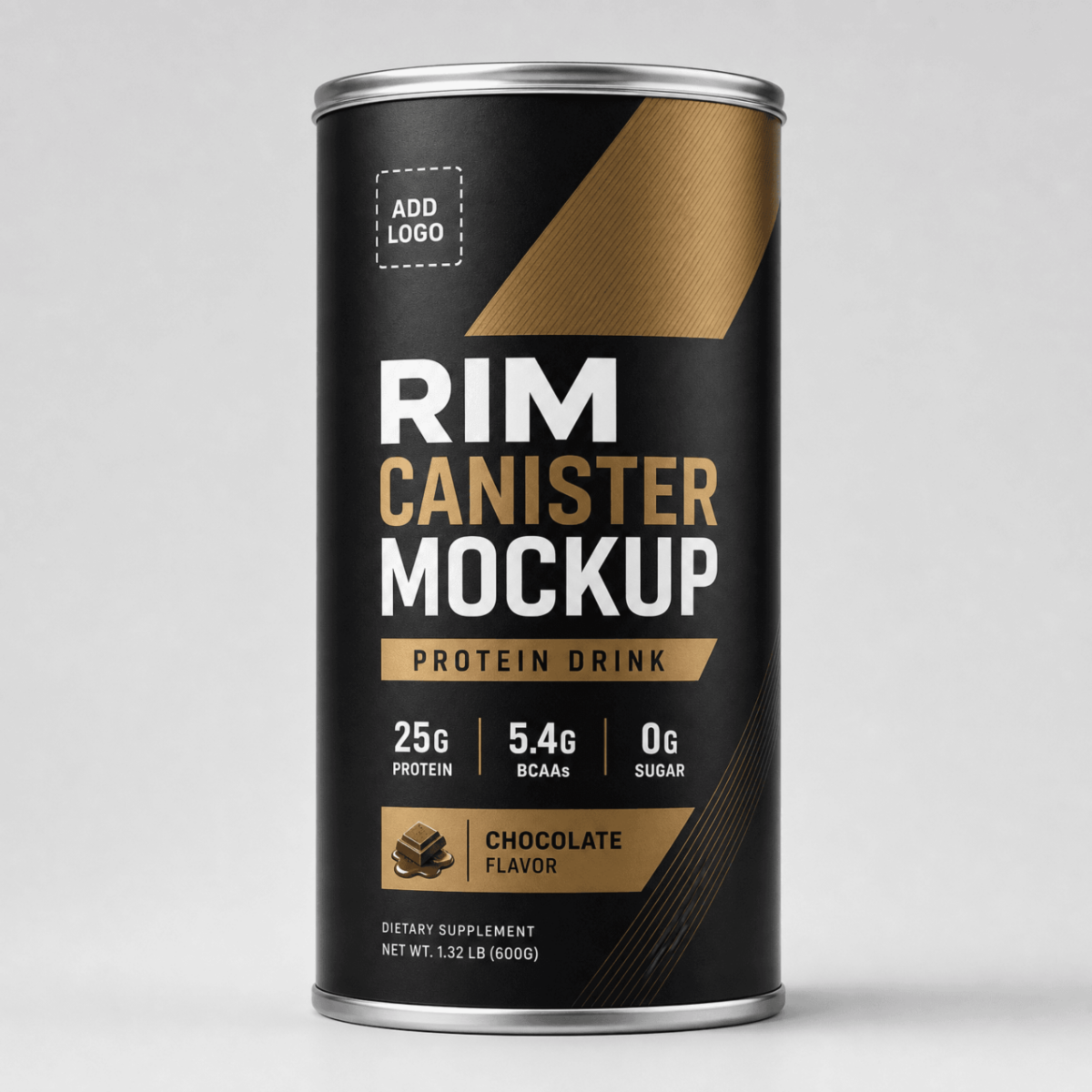 Free Tall Metallic Rim Canister Mockup Template to Edit Online