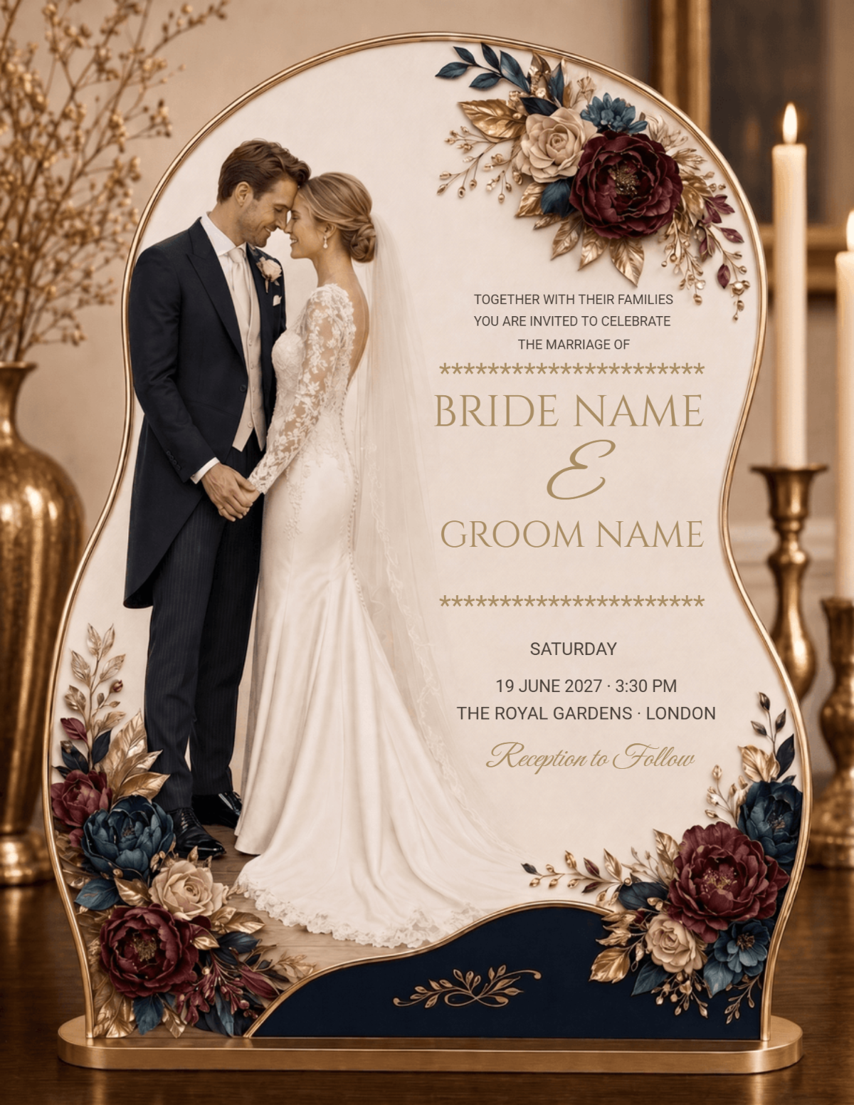Gold-Framed British Wedding Invitation Template Gold-Framed British Wedding Invitation Template