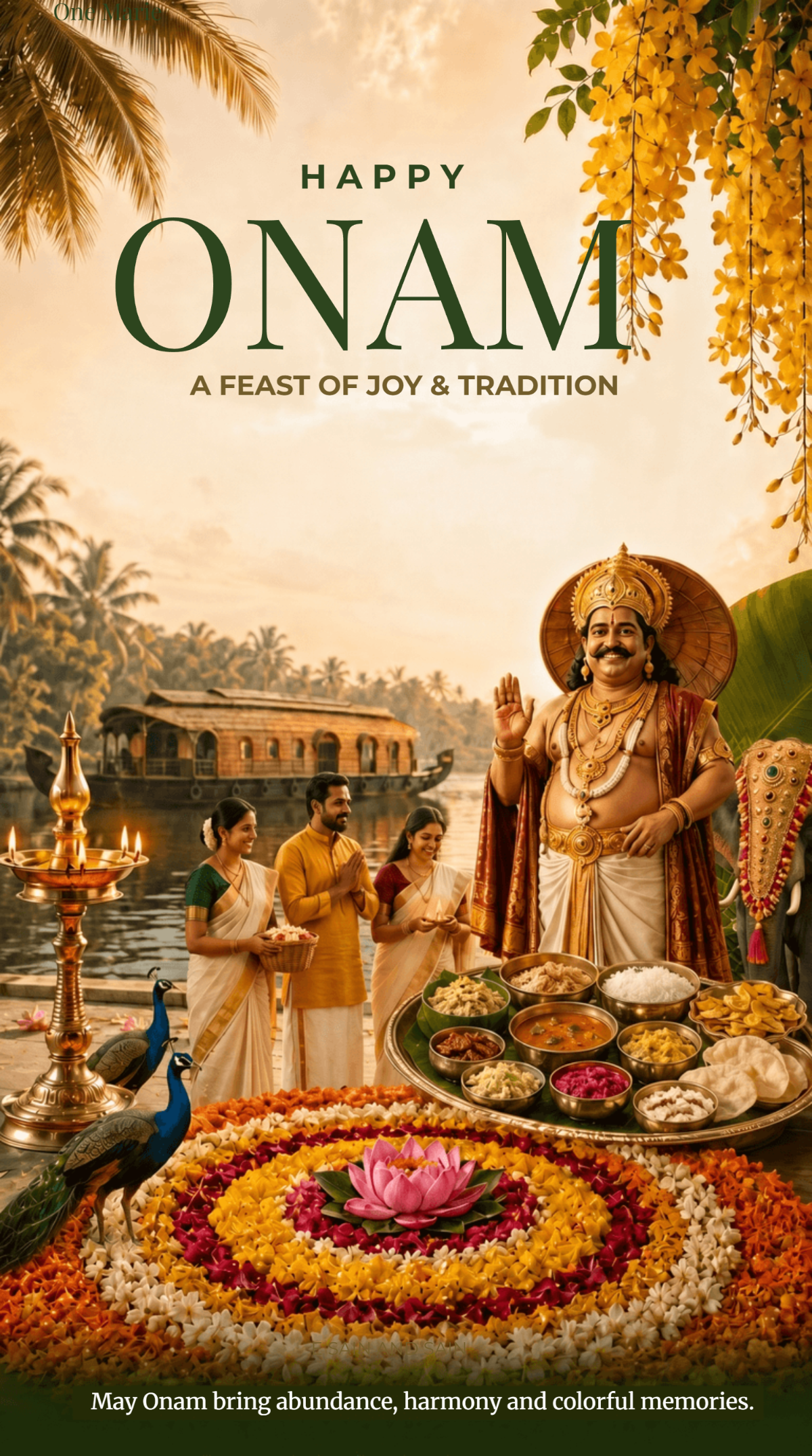 Mahabali Pookalam Happy Onam Poster Template Mahabali Pookalam Happy Onam Poster Template