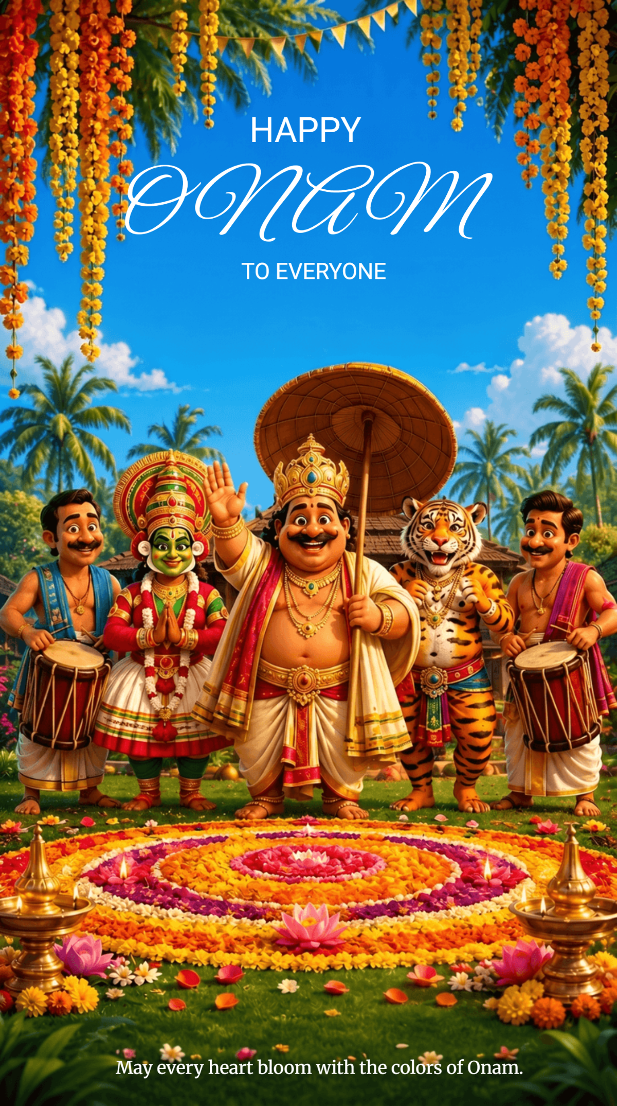 Colorful Mahabali Happy Onam Poster Template Colorful Mahabali Happy Onam Poster Template