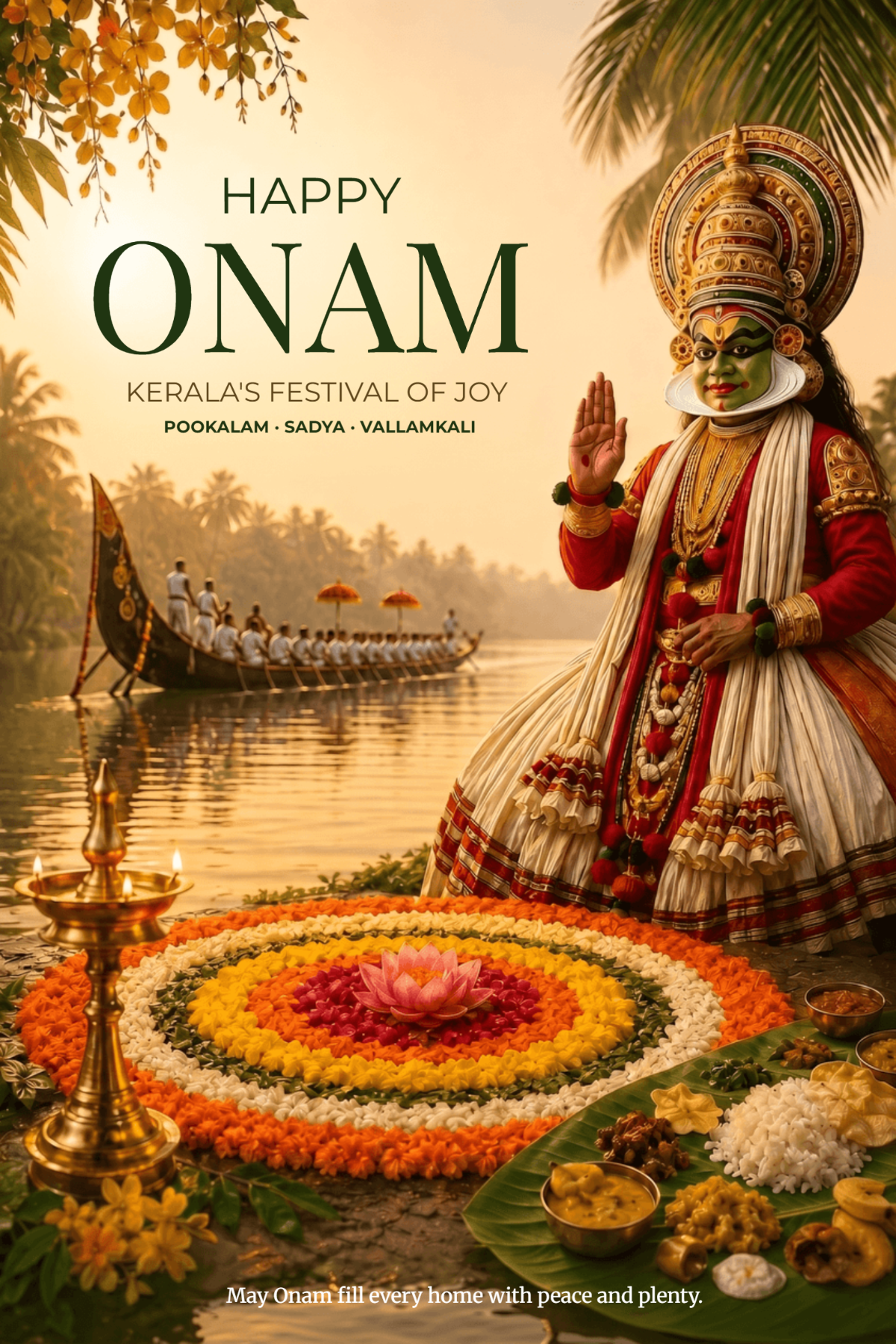 Kathakali Happy Onam Festival Poster Template Kathakali Happy Onam Festival Poster Template