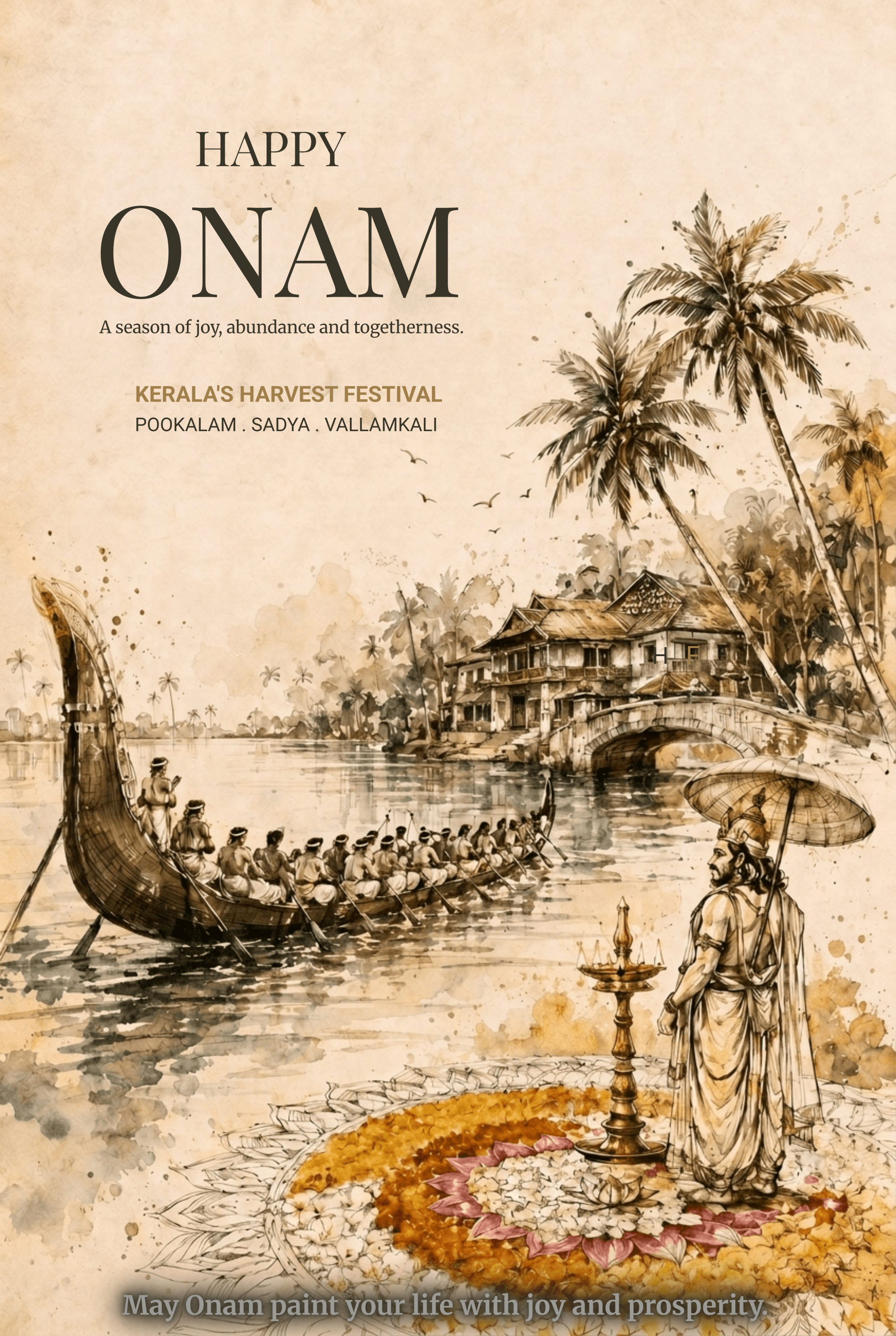 Kerala Watercolor Sketch Onam Poster Template Kerala Watercolor Sketch Onam Poster Template