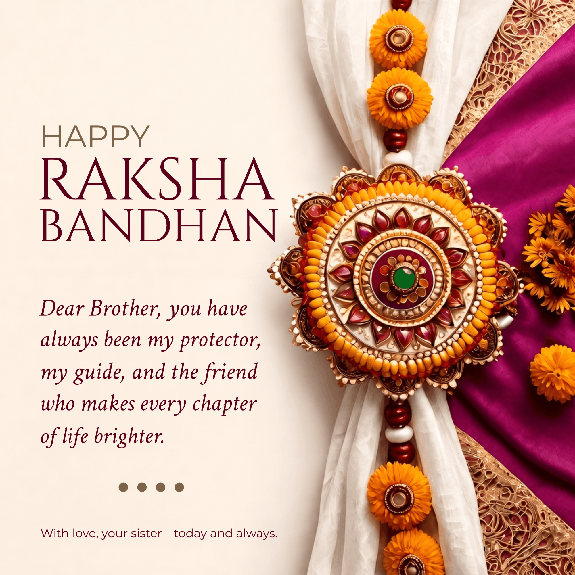Traditional Raksha Bandhan Brother Quote Poster