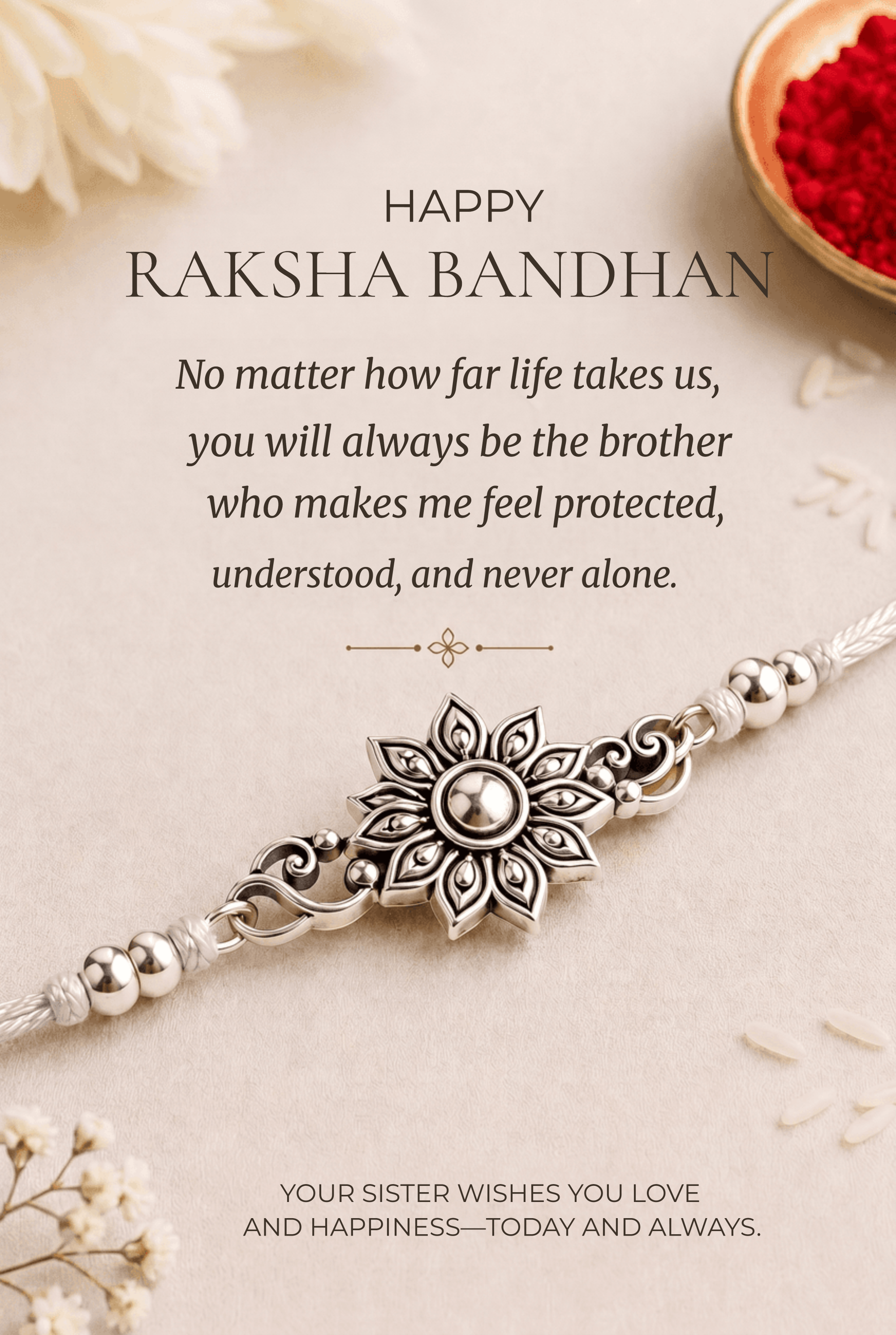 Elegant Silver Raksha Bandhan Quote Poster