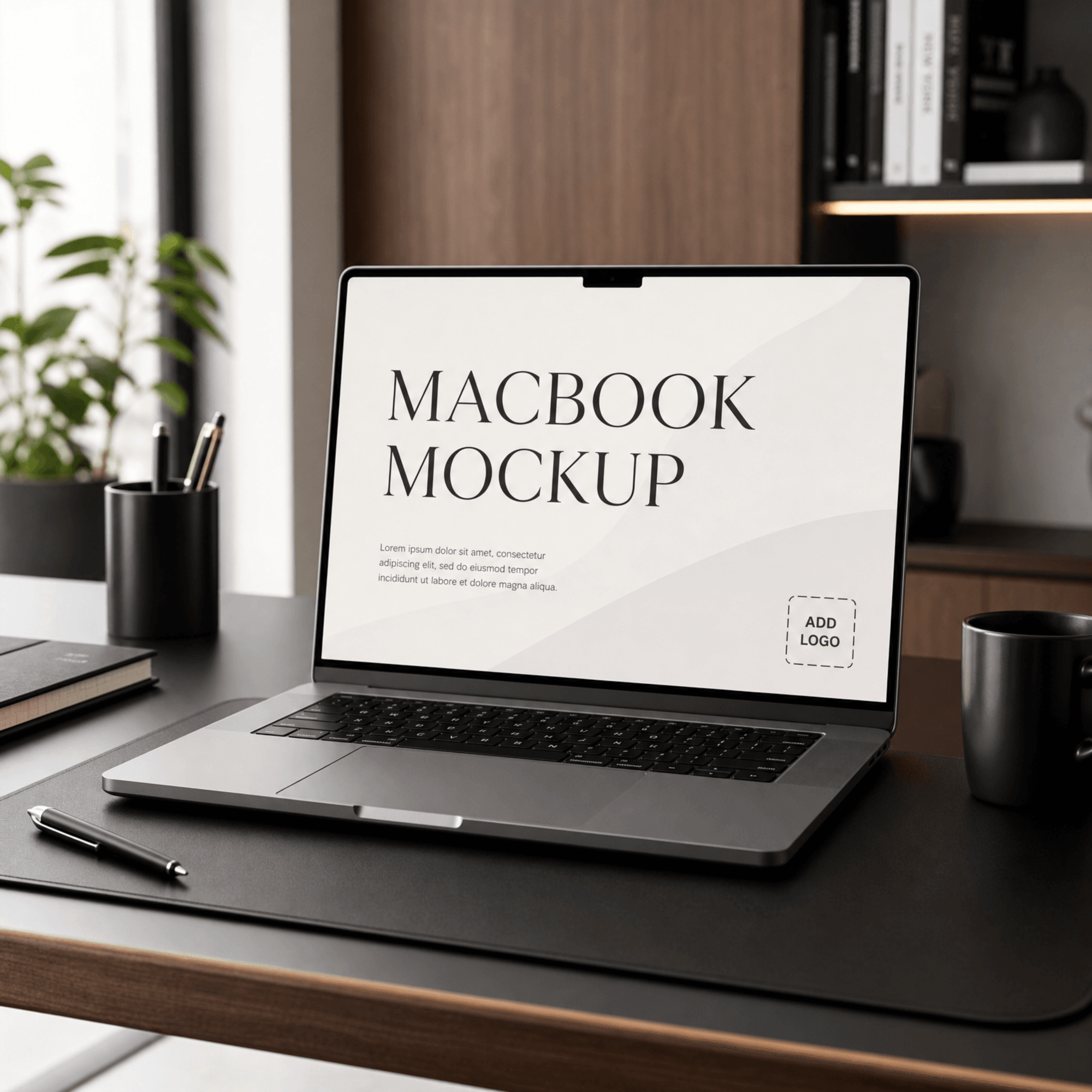 Free MacBook on a Table Mockup Template to Edit Online