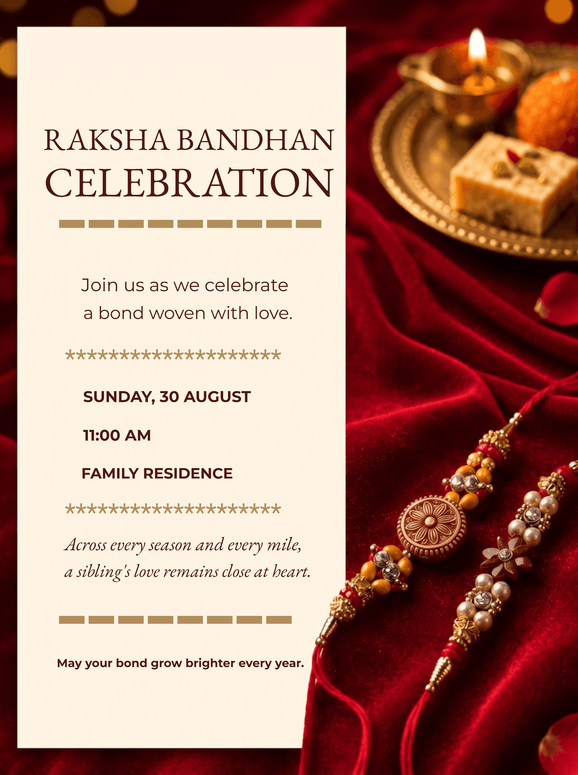 Elegant Red Raksha Bandhan Invitation Template