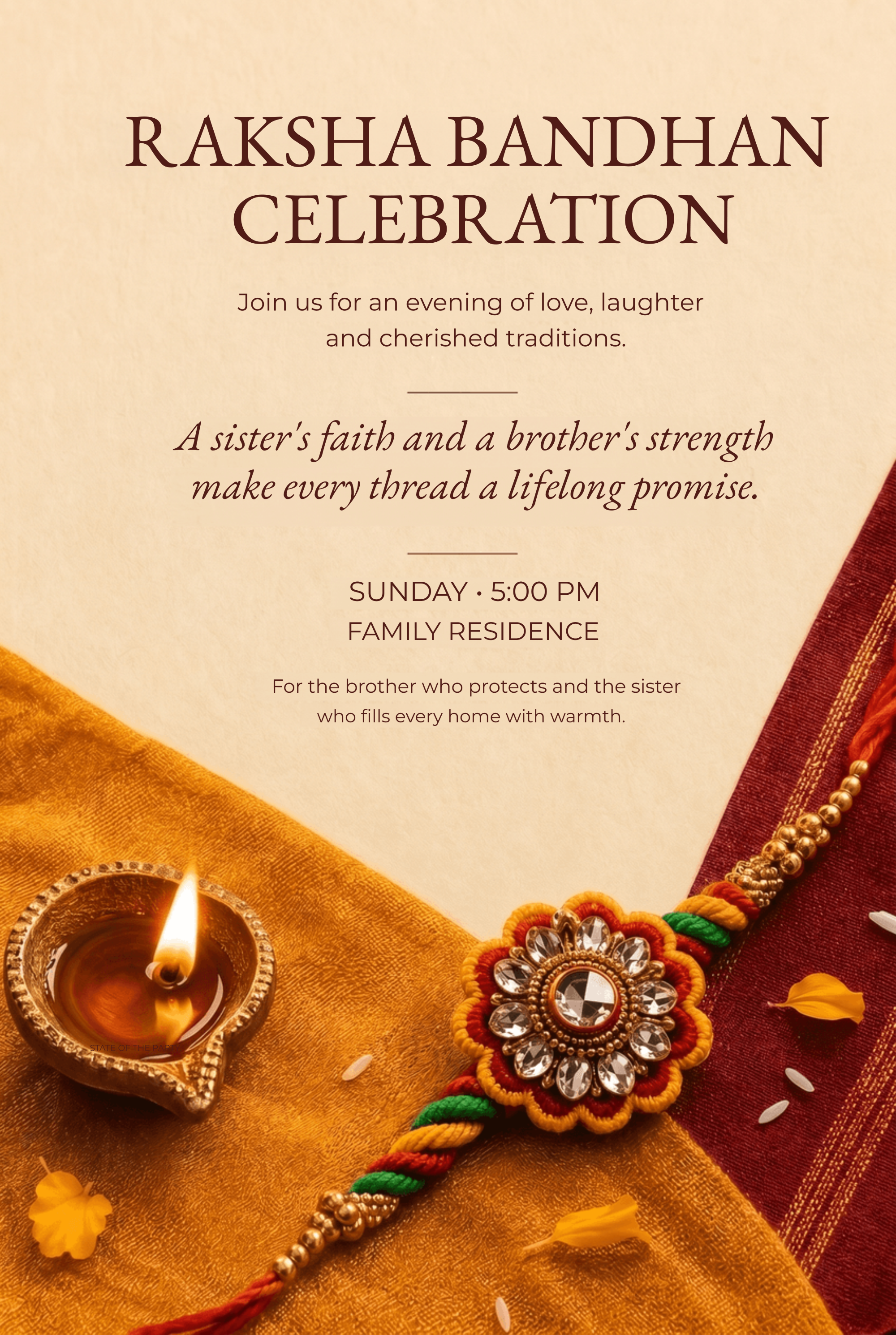 Golden Raksha Bandhan Family Celebration Invitation Golden Raksha Bandhan Family Celebration Invitation