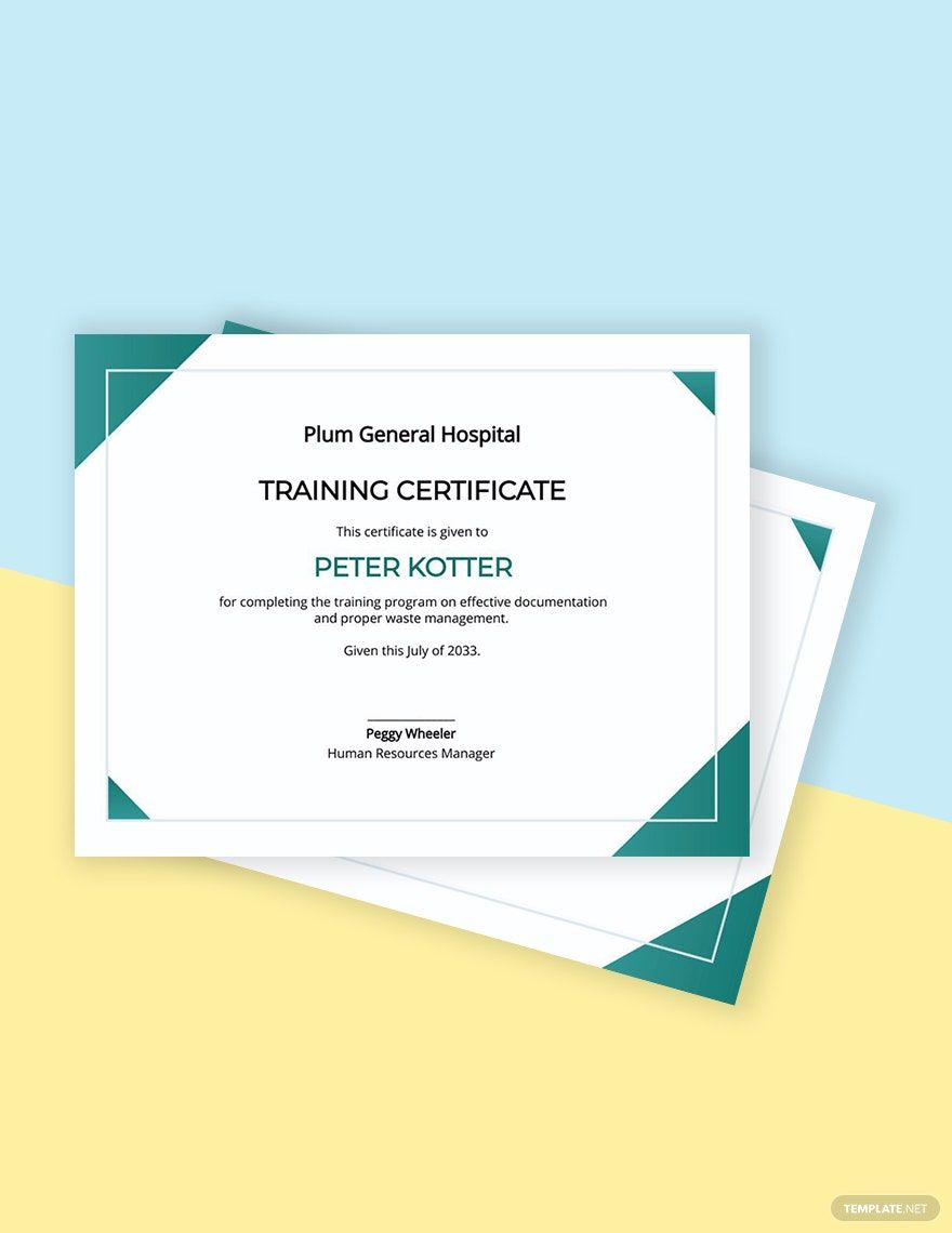 Hospital Training Certificate Template