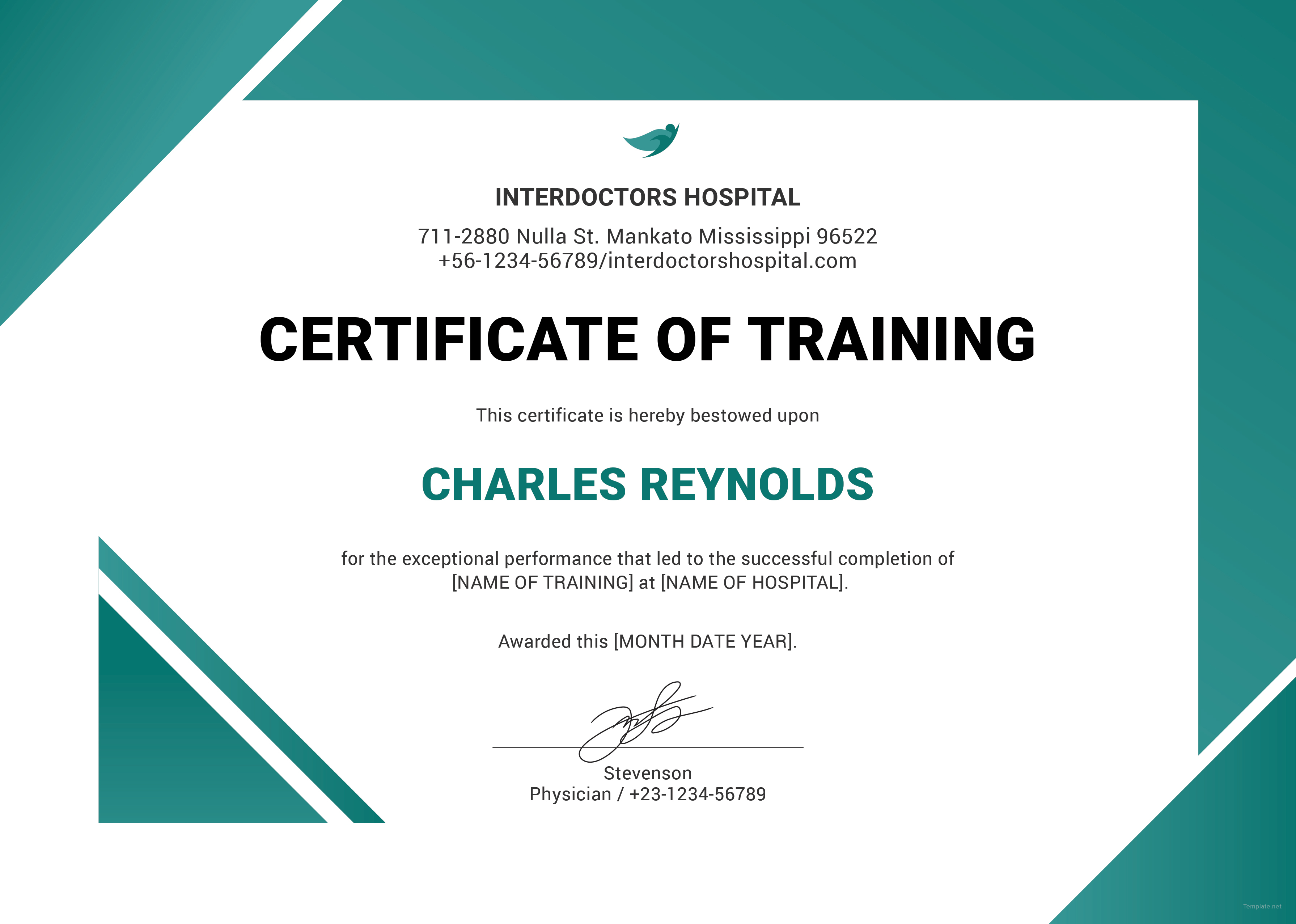 Free Hospital Training Certificate Template In Microsoft Word Microsoft Publisher Adobe