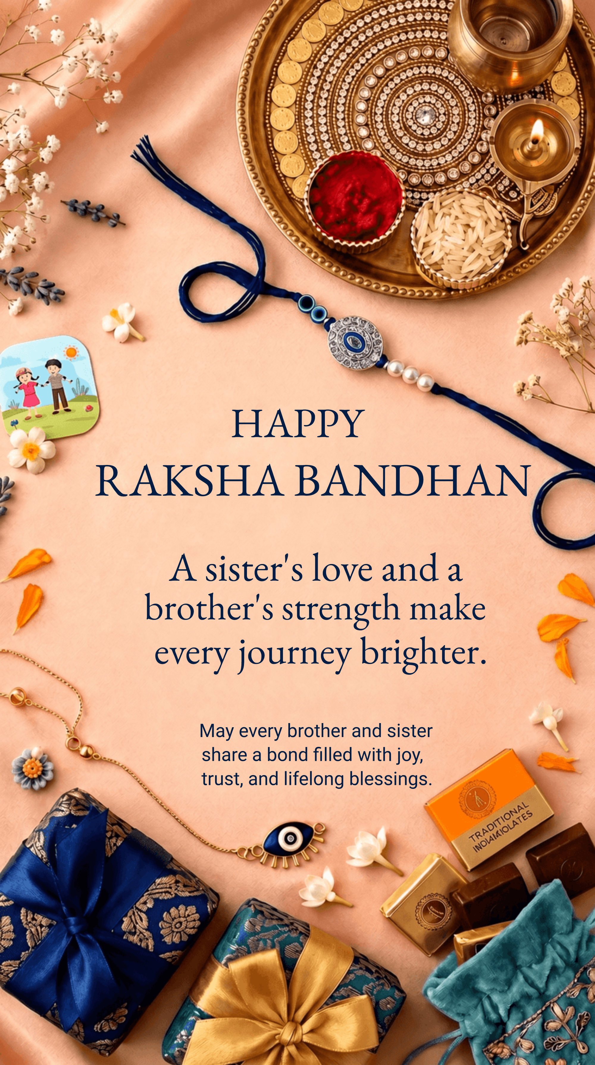 Premium Raksha Bandhan Brother and Sister Wishes Poster