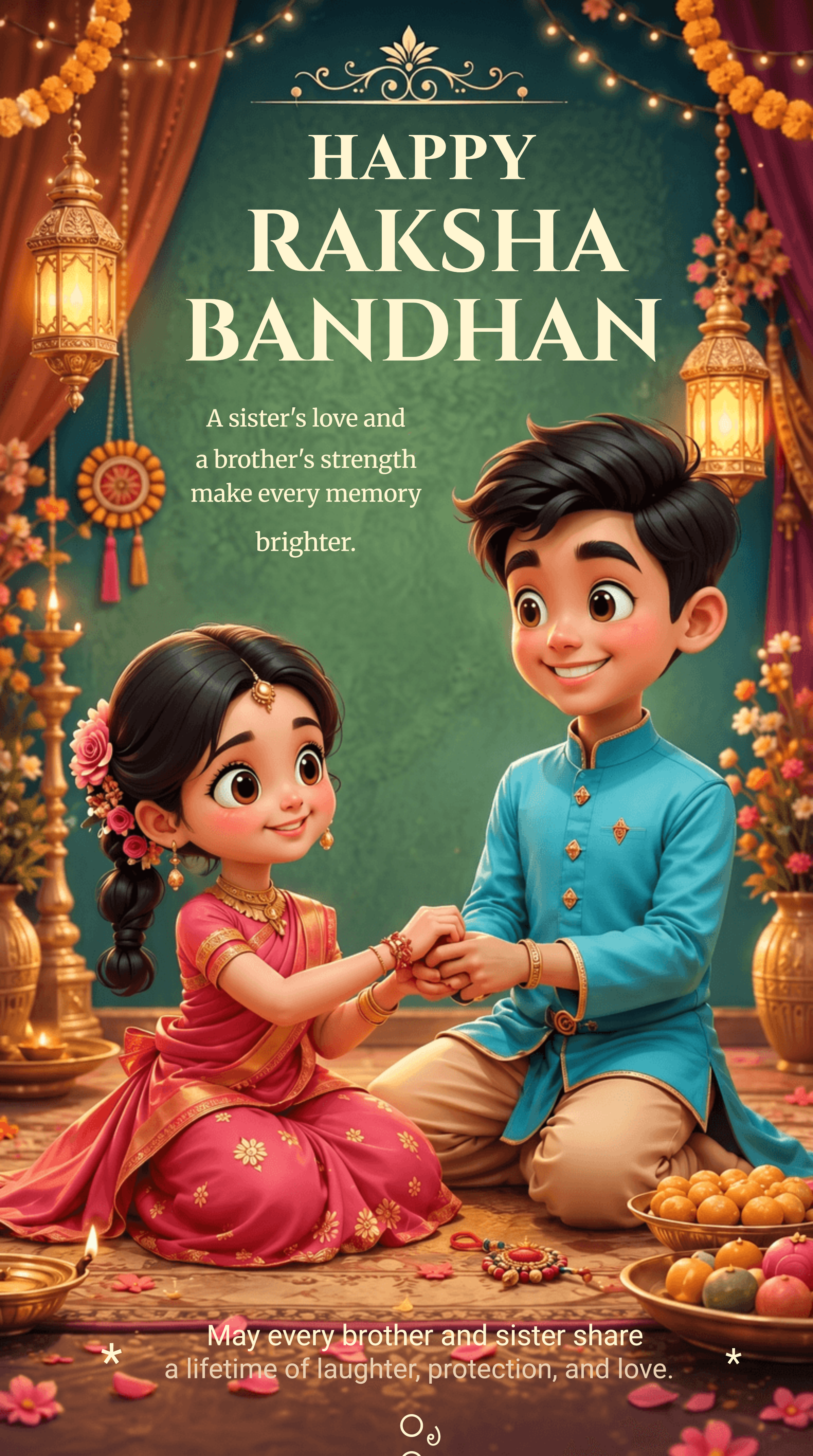 Happy Raksha Bandhan Brother and Sister Poster Template