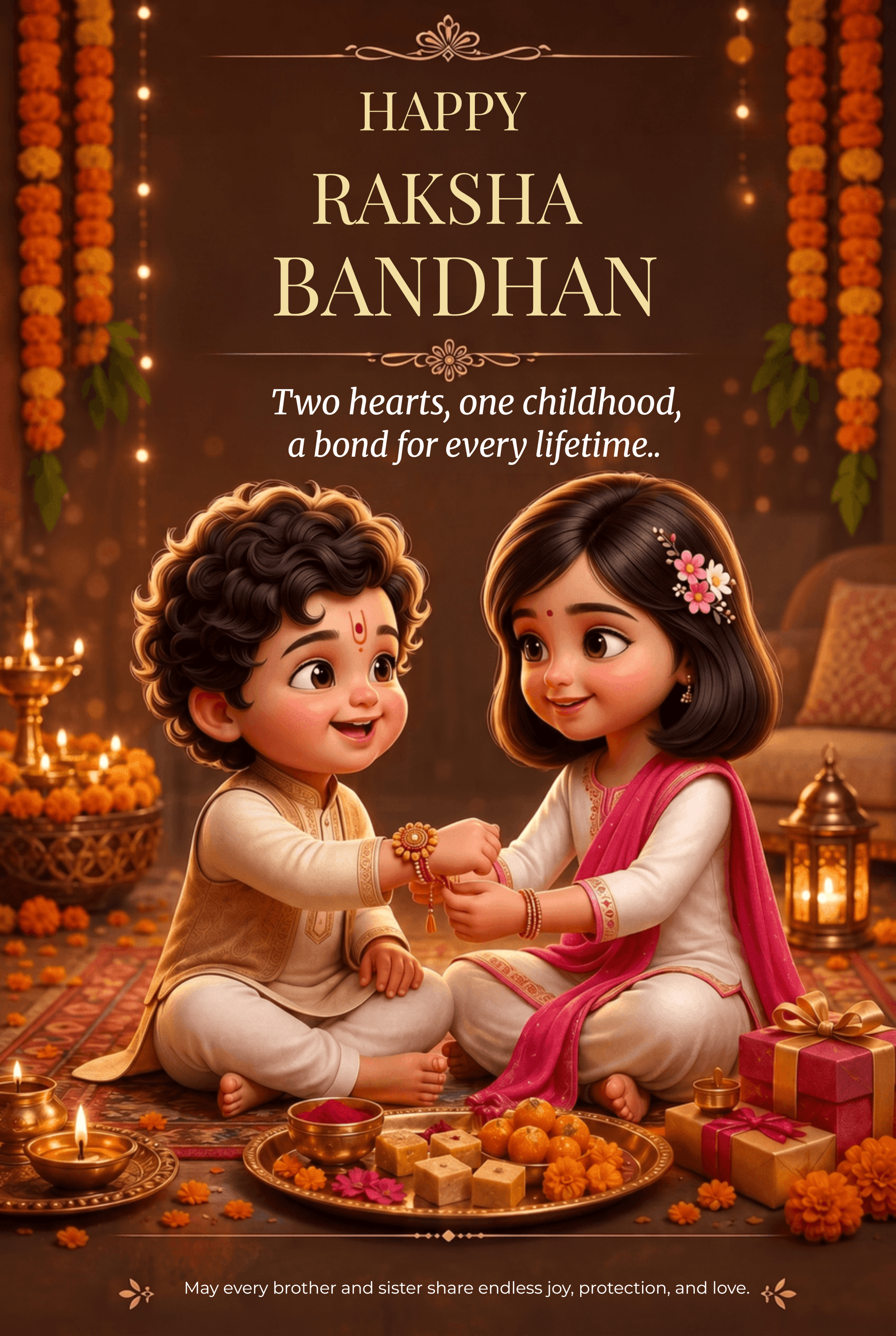 Beautiful Brother and Sister Raksha Bandhan Poster Template