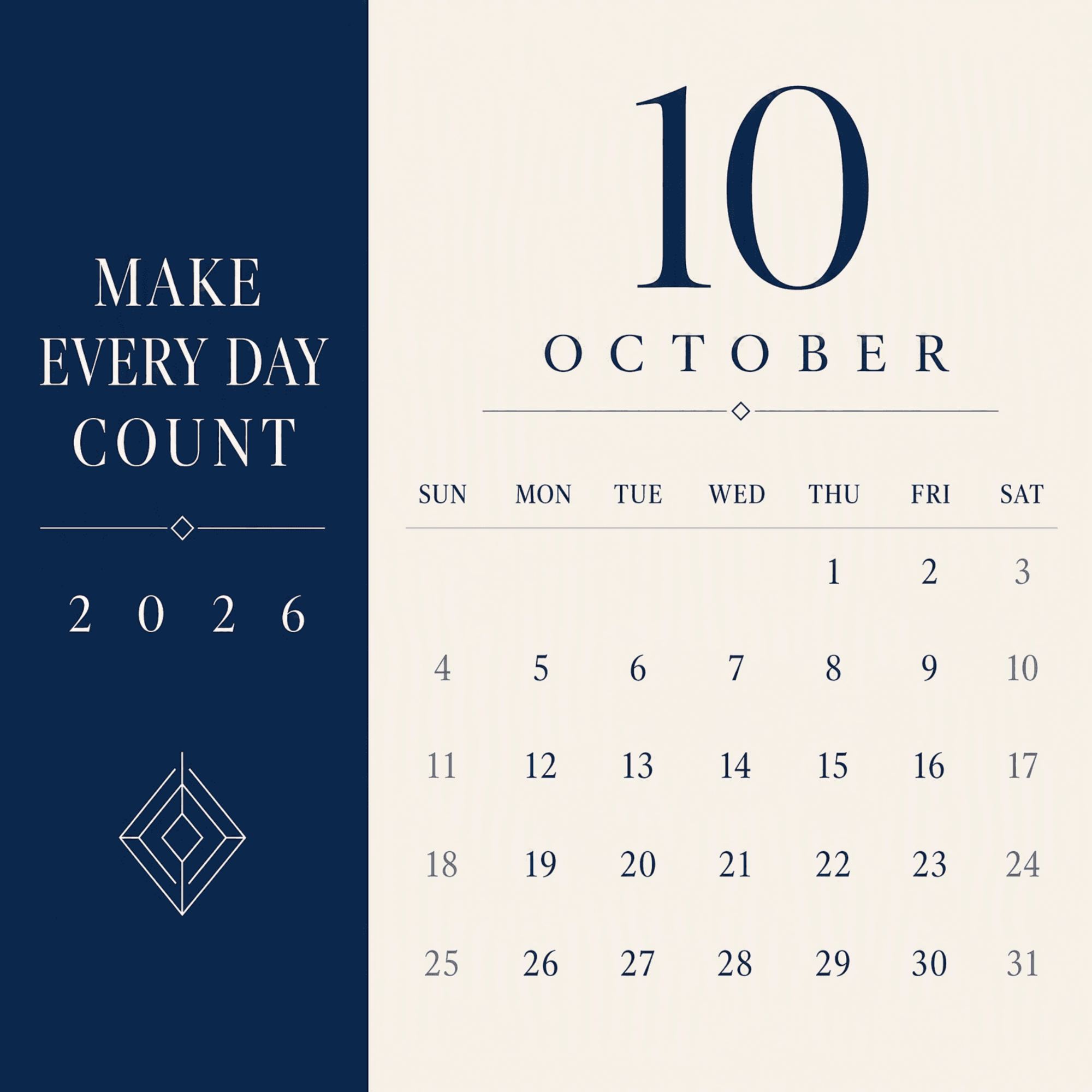 Free Corporate October 2026 Calendar to Edit Online