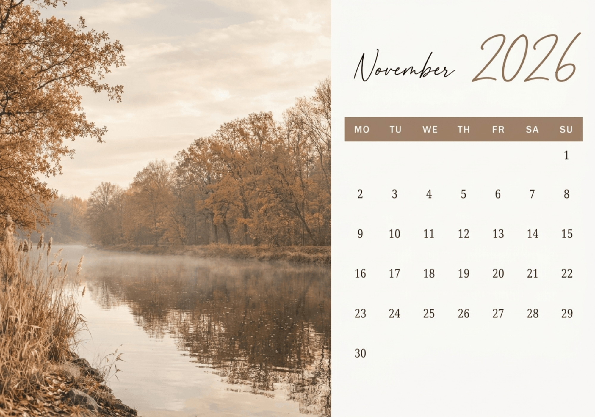 Free November 2026 Photo Calendar to Edit Online Free November 2026 Photo Calendar to Edit Online