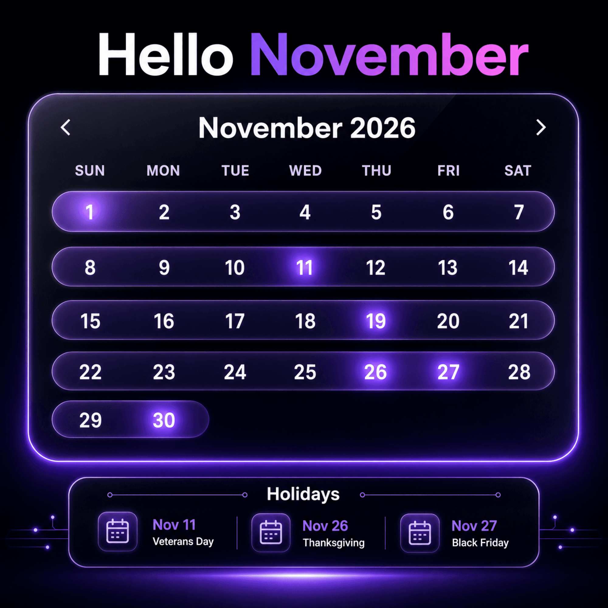Free Modern November 2026 Calendar to Edit Online Free Modern November 2026 Calendar to Edit Online