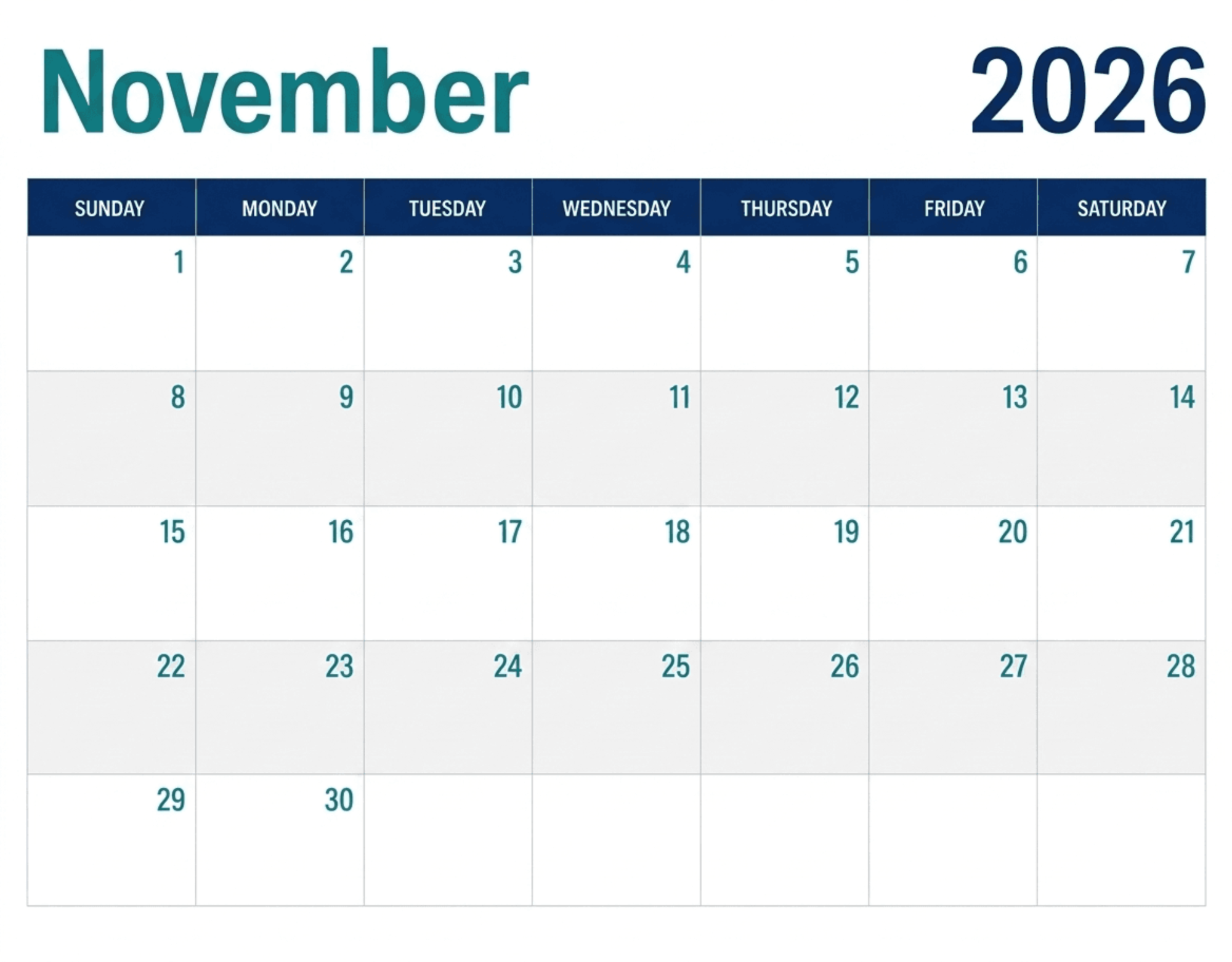Free Corporate November 2026 Calendar to Edit Online Free Corporate November 2026 Calendar to Edit Online