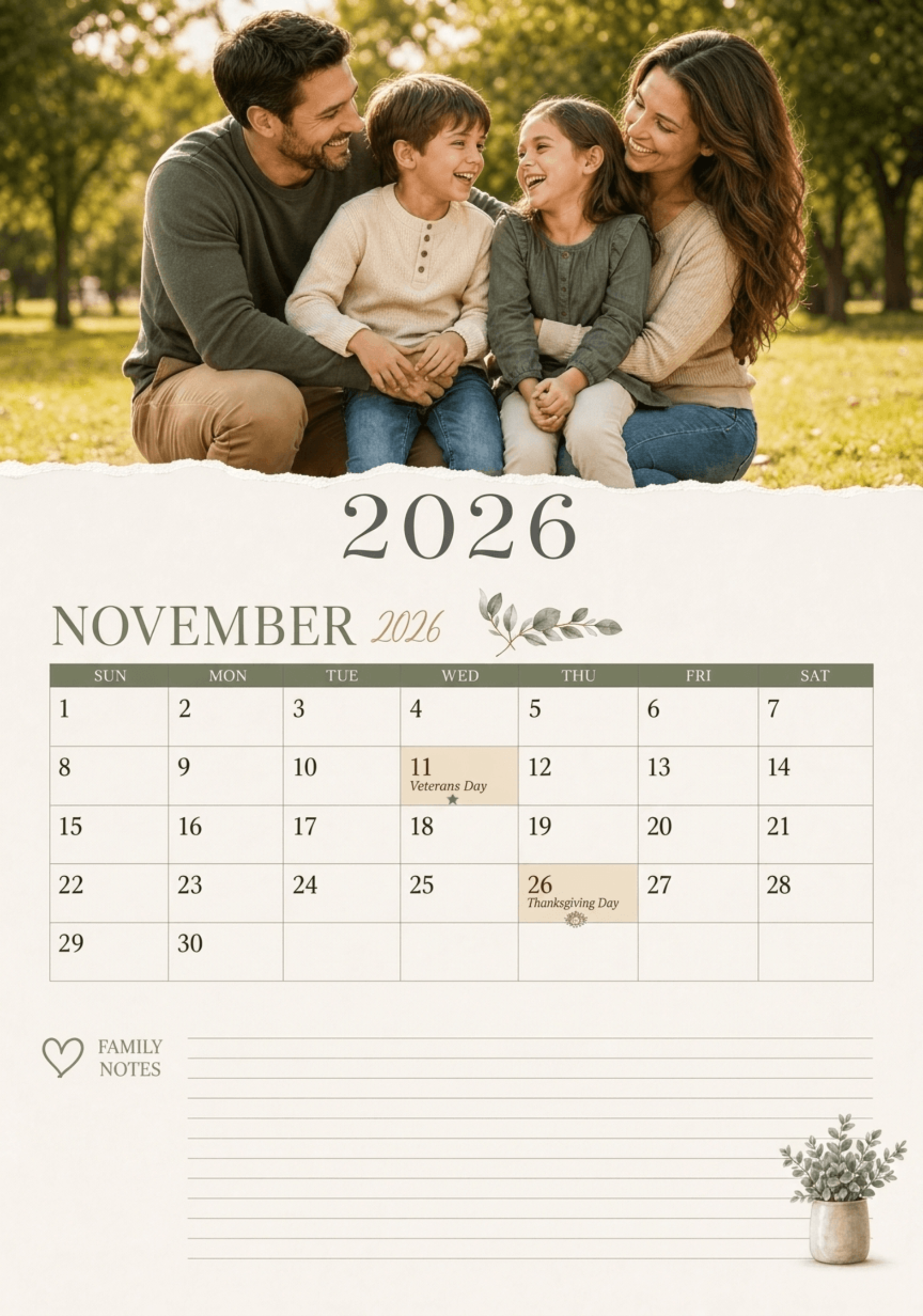Free November 2026 Calendar for Family to Edit Online Free November 2026 Calendar for Family to Edit Online