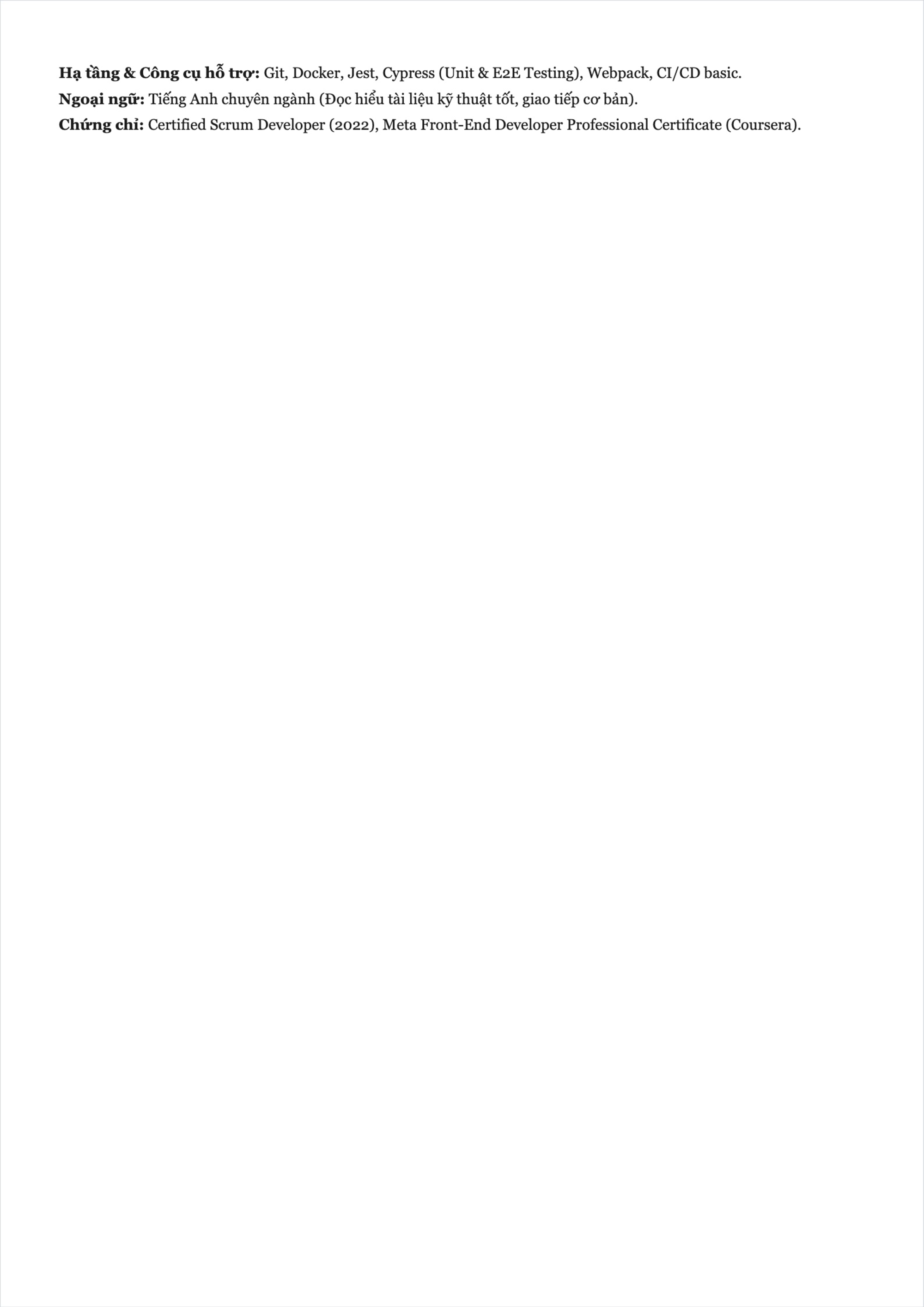 M?u CV L?p trình viên Front-End (React, Next.js)