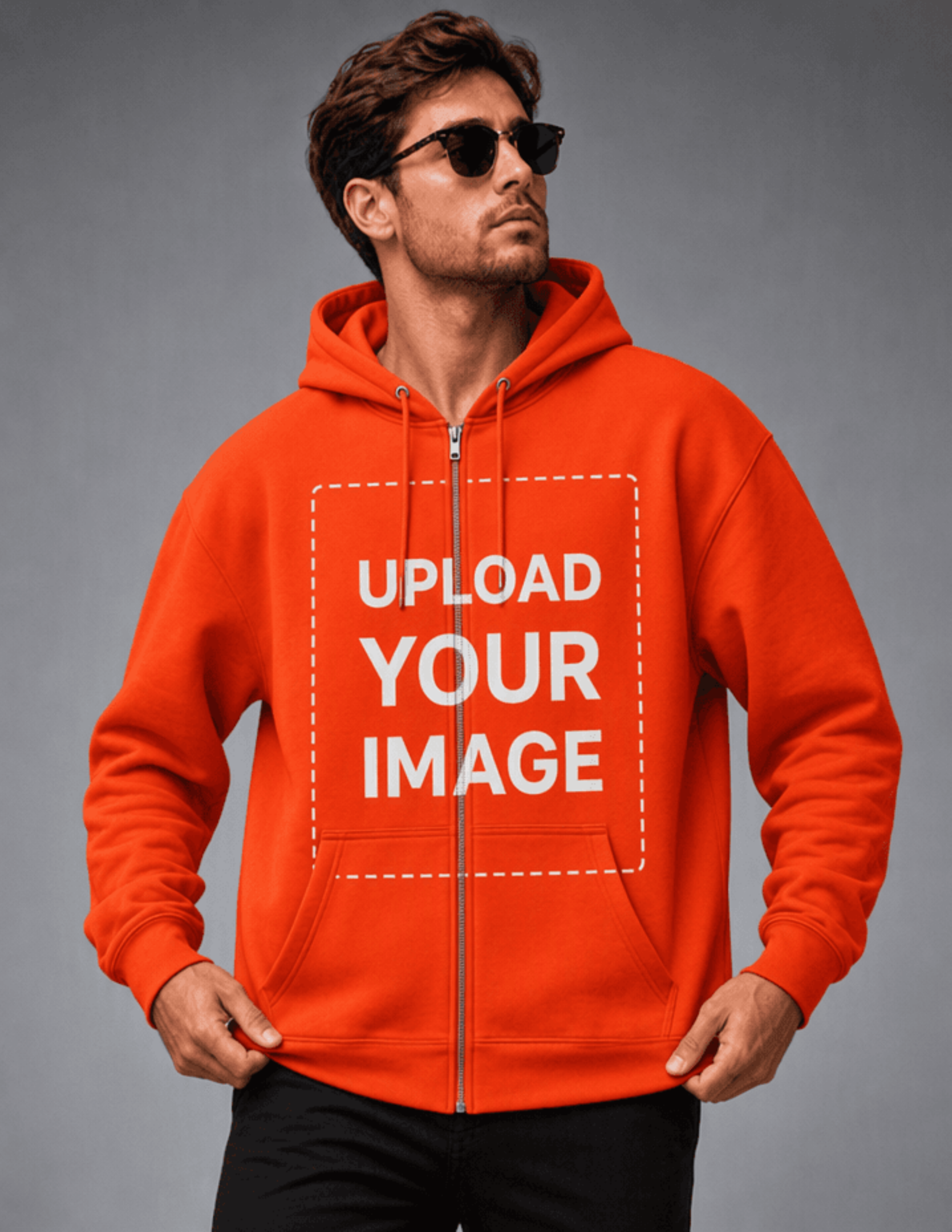 Free Stylish Man at a Studio Zip Up Hoodie Mockup Template to Edit Online