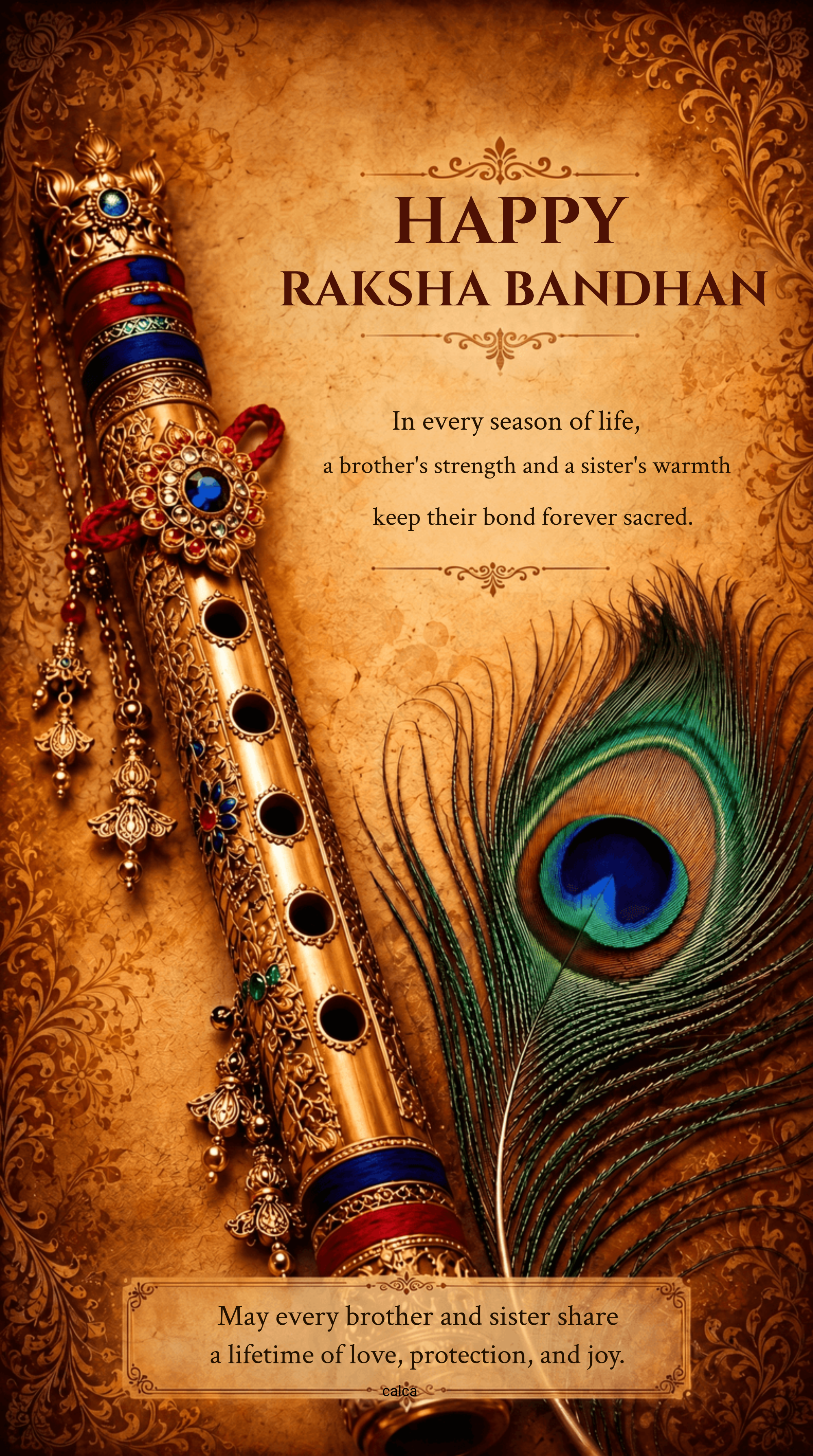 Traditional Krishna-Inspired Raksha Bandhan Wishes Poster