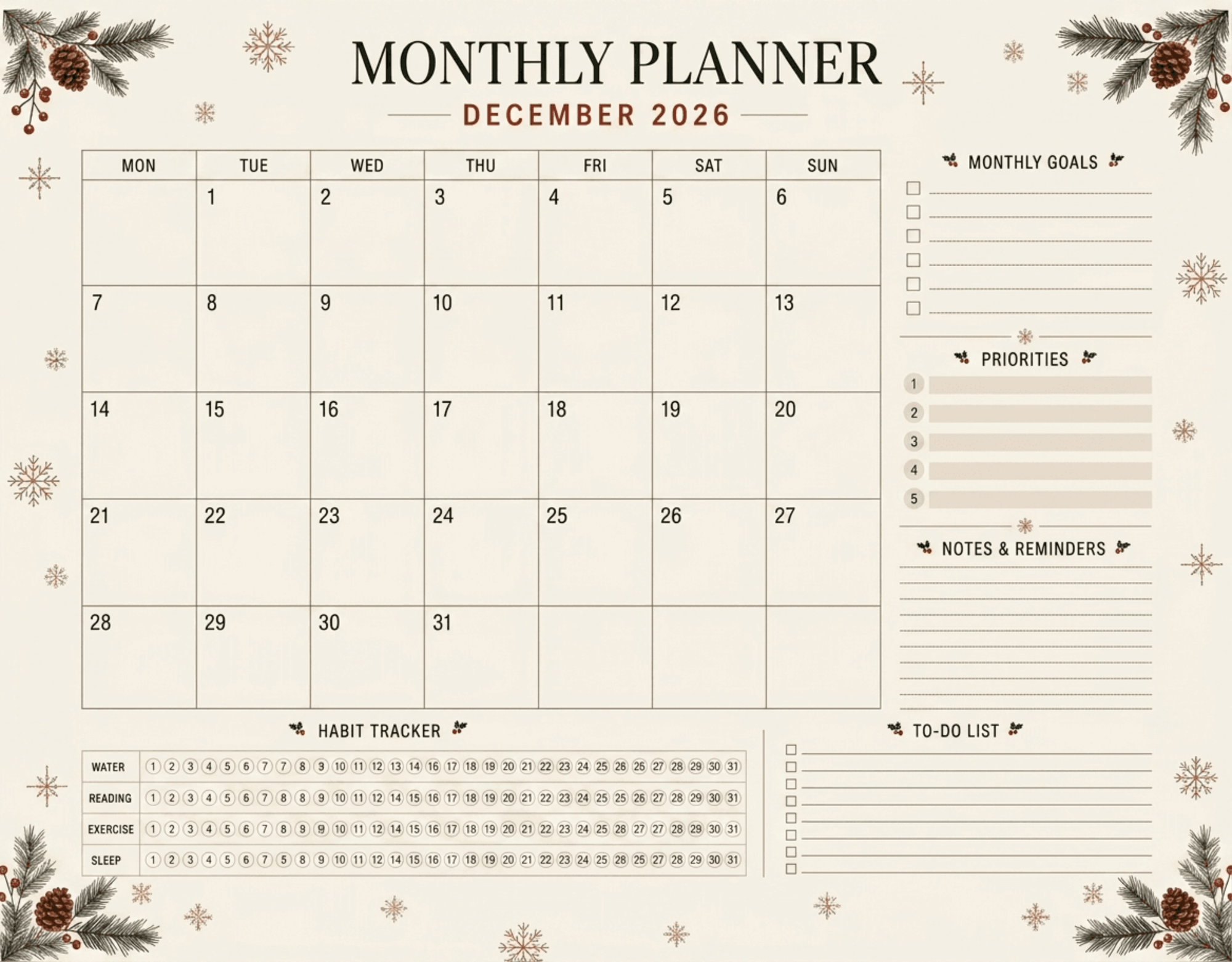 Free December 2026 Calendar for Work Schedule to Edit Online Free December 2026 Calendar for Work Schedule to Edit Online