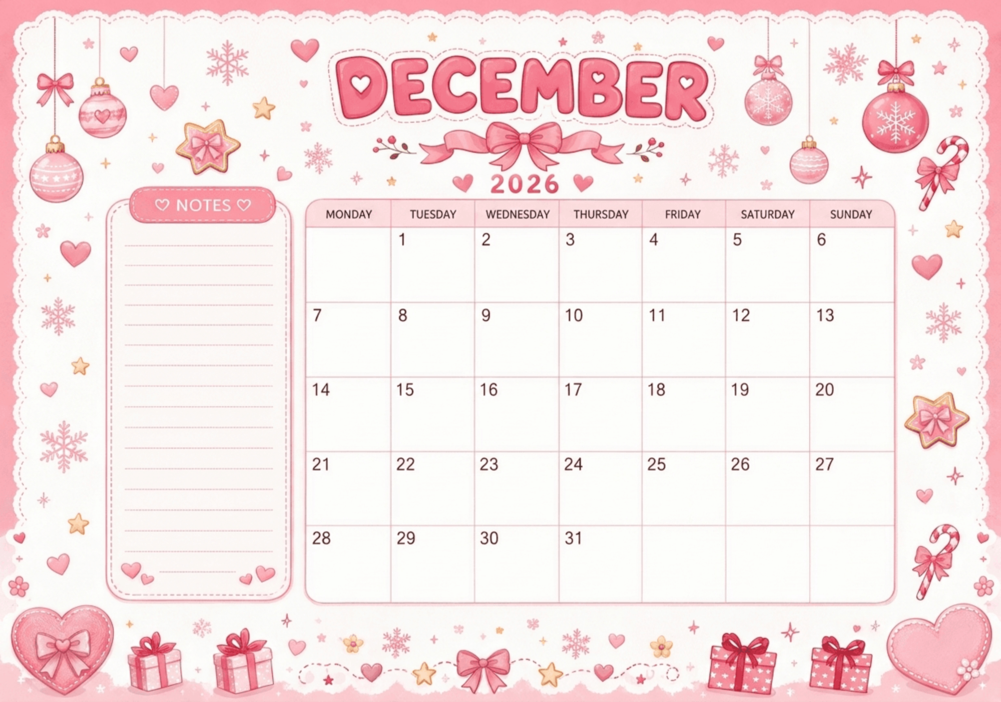 Free Cute December 2026 Calendar Template to Edit Online Free Cute December 2026 Calendar Template to Edit Online