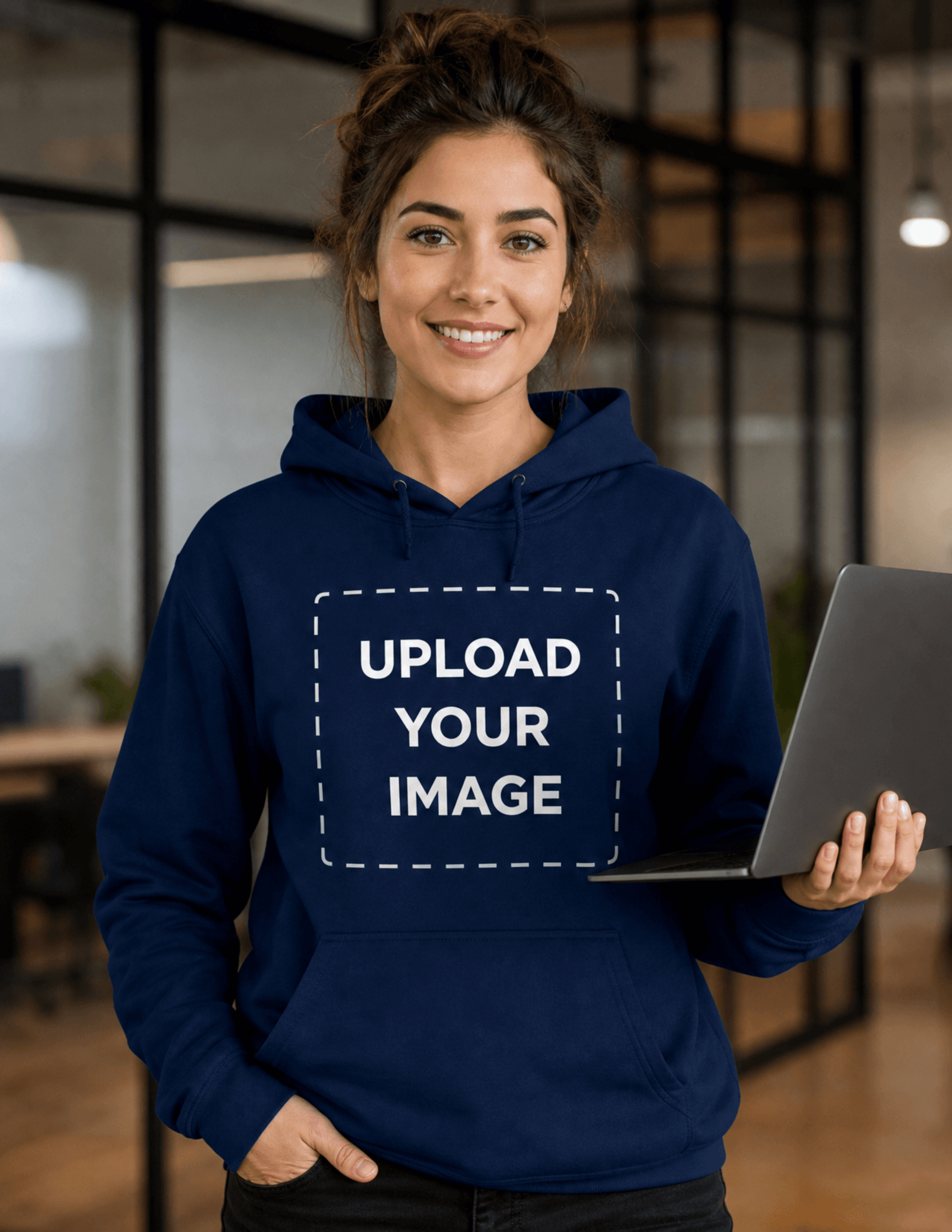 Free Creative Employee Working in Hoodie Mockup Template to Edit Online
