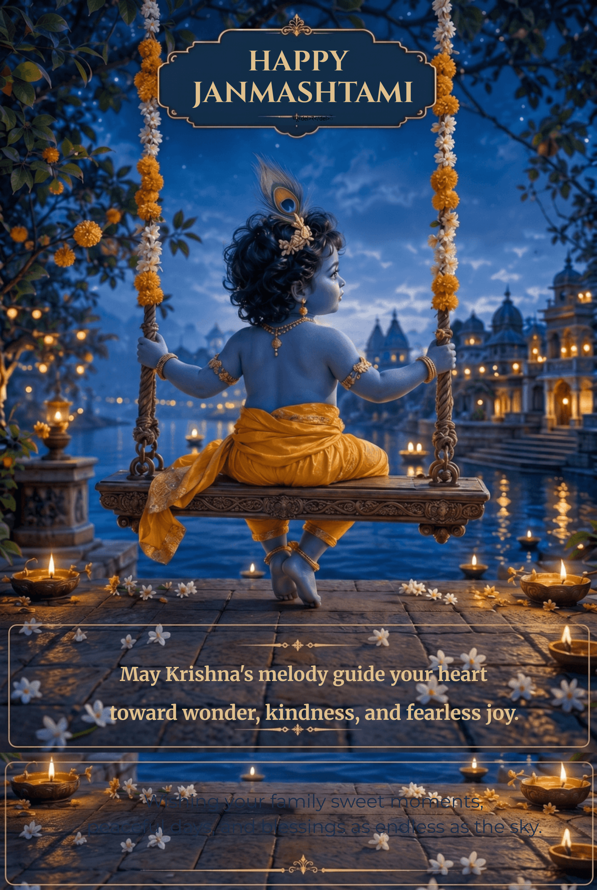 Moonlit Krishna Janmashtami Wishes Poster Template Moonlit Krishna Janmashtami Wishes Poster Template