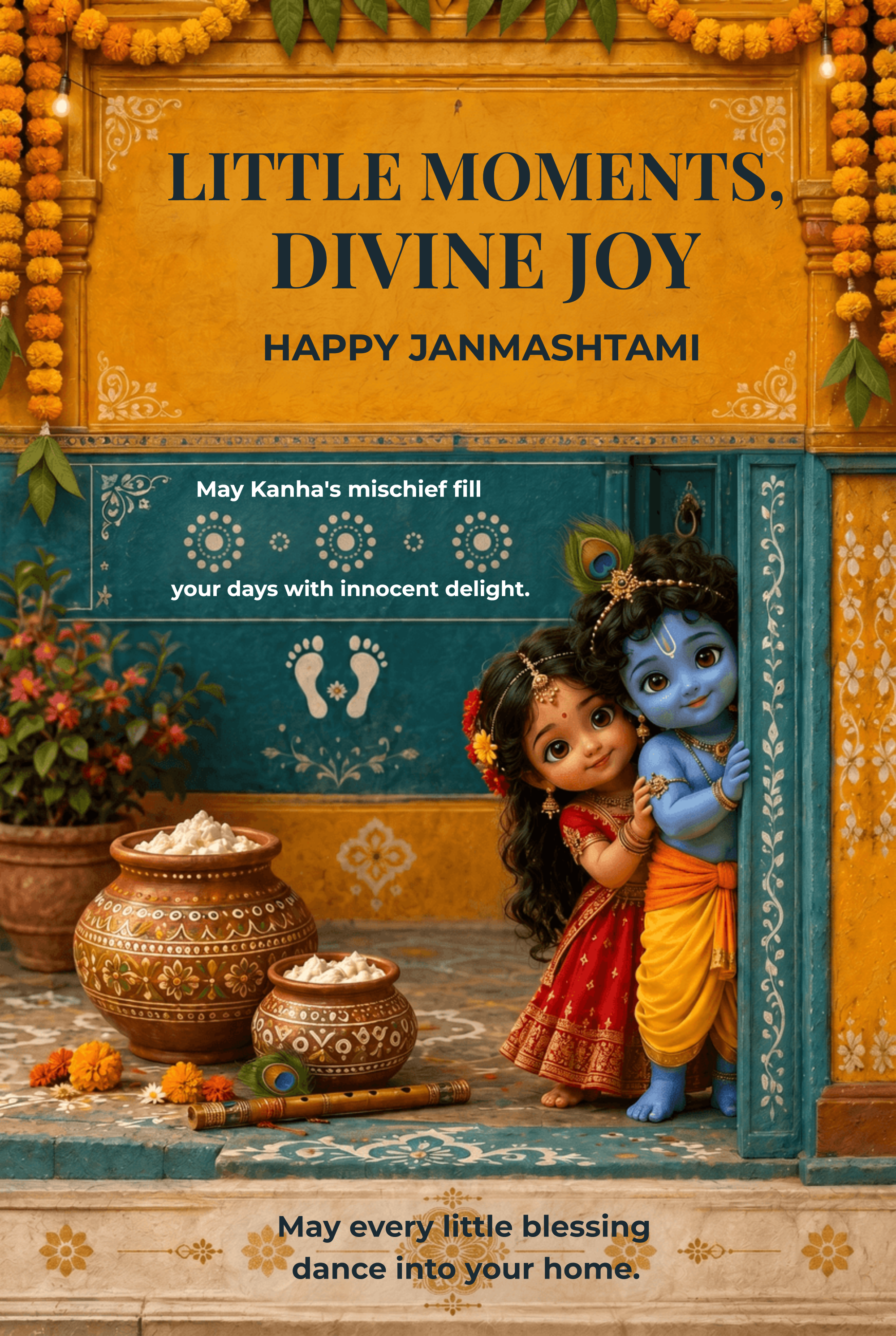 Cute Little Radha Krishna Janmashtami Wishes Template Cute Little Radha Krishna Janmashtami Wishes Template