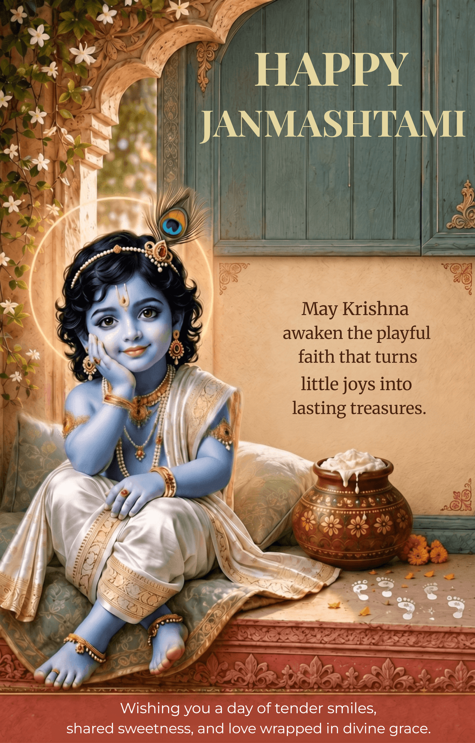 Little Krishna Butter Pot Janmashtami Poster Template Little Krishna Butter Pot Janmashtami Poster Template
