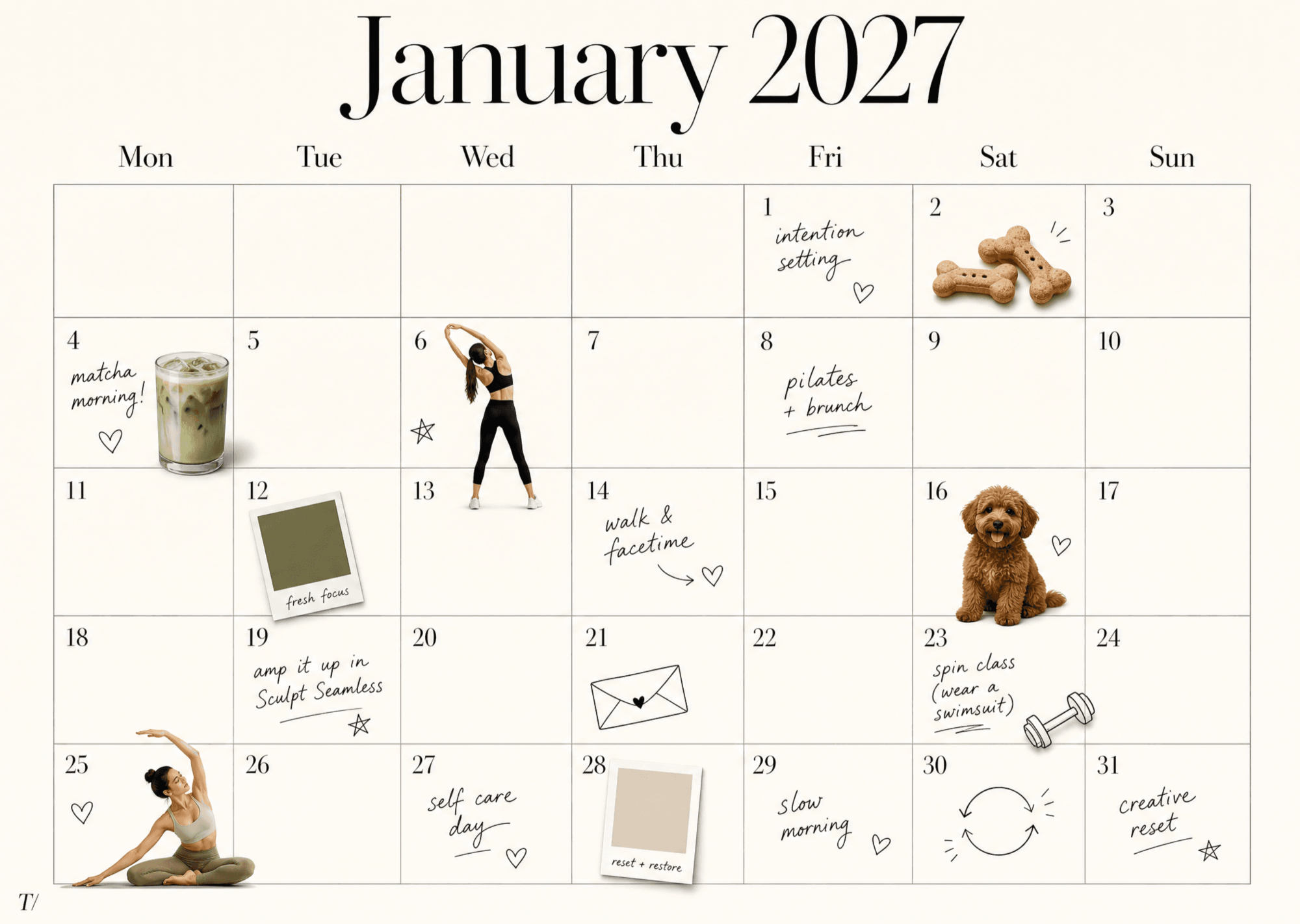 Free Creative January 2027 Photo Calendar to Edit Online