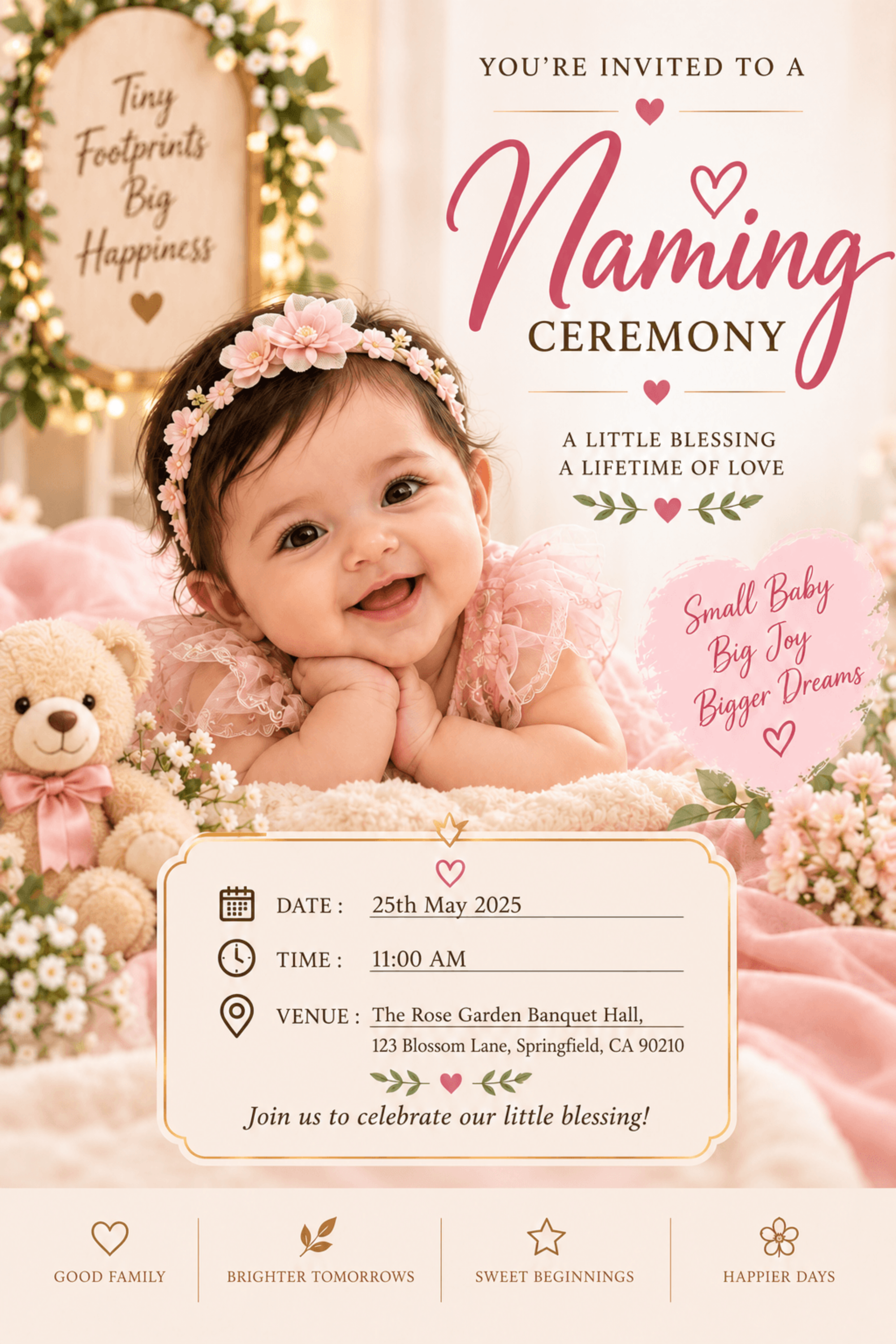 Cute Naming Ceremony Invitation Template | Editable Online Cute Naming Ceremony Invitation Template | Editable Online
