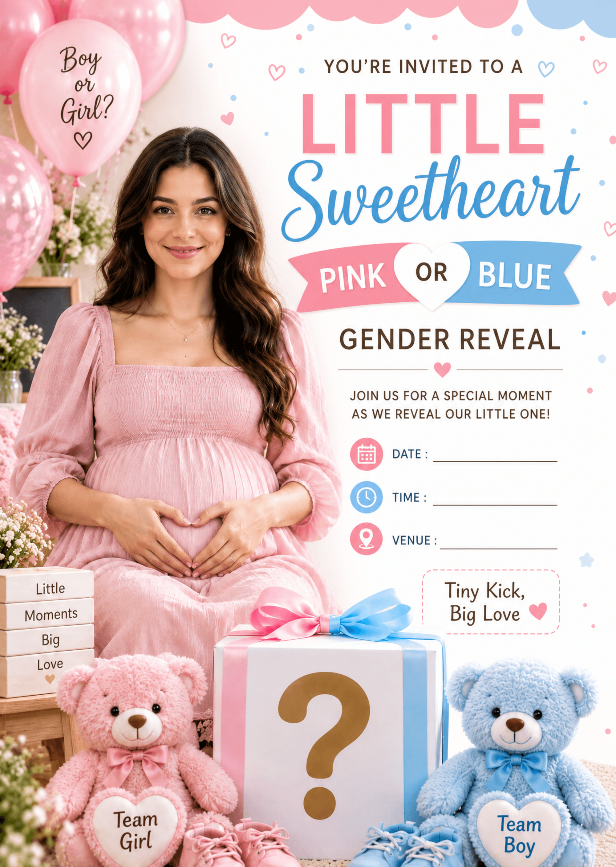 Little Sweetheart Gender Reveal Invitation Template Little Sweetheart Gender Reveal Invitation Template