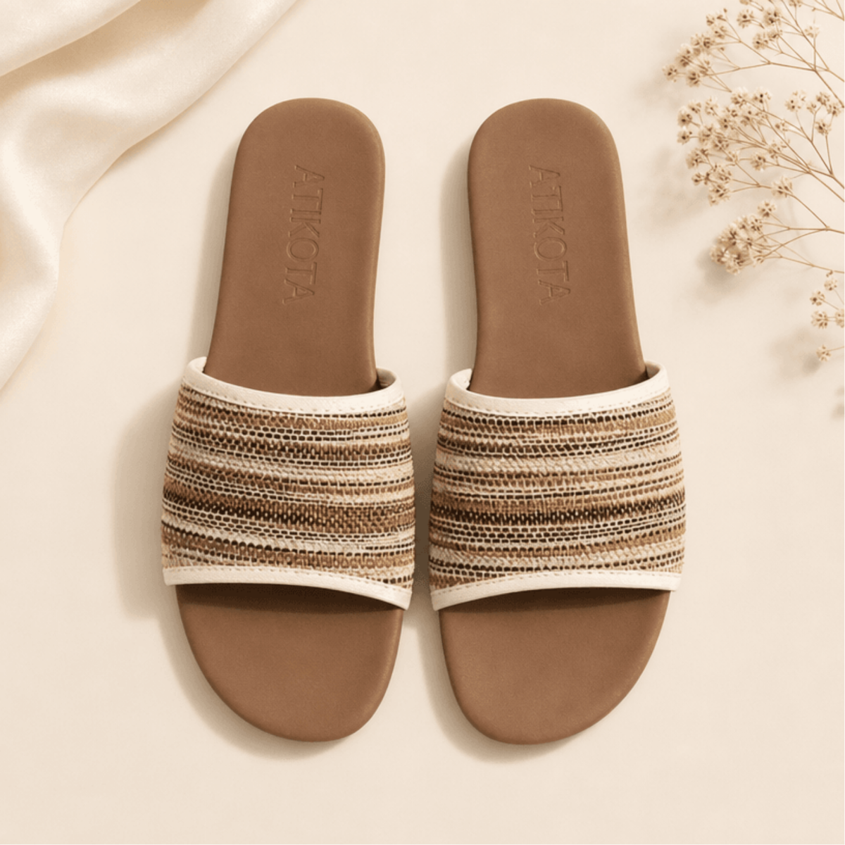 Woven Slide Sandals Flat Lay - AI Flat Lay Generator, Create Flat Lay Designs Online Woven Slide Sandals Flat Lay - AI Flat Lay Generator, Create Flat Lay Designs Online