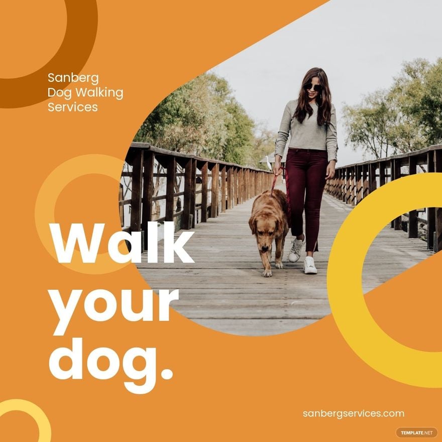 Free Dog Walking Services Instagram Ad Template