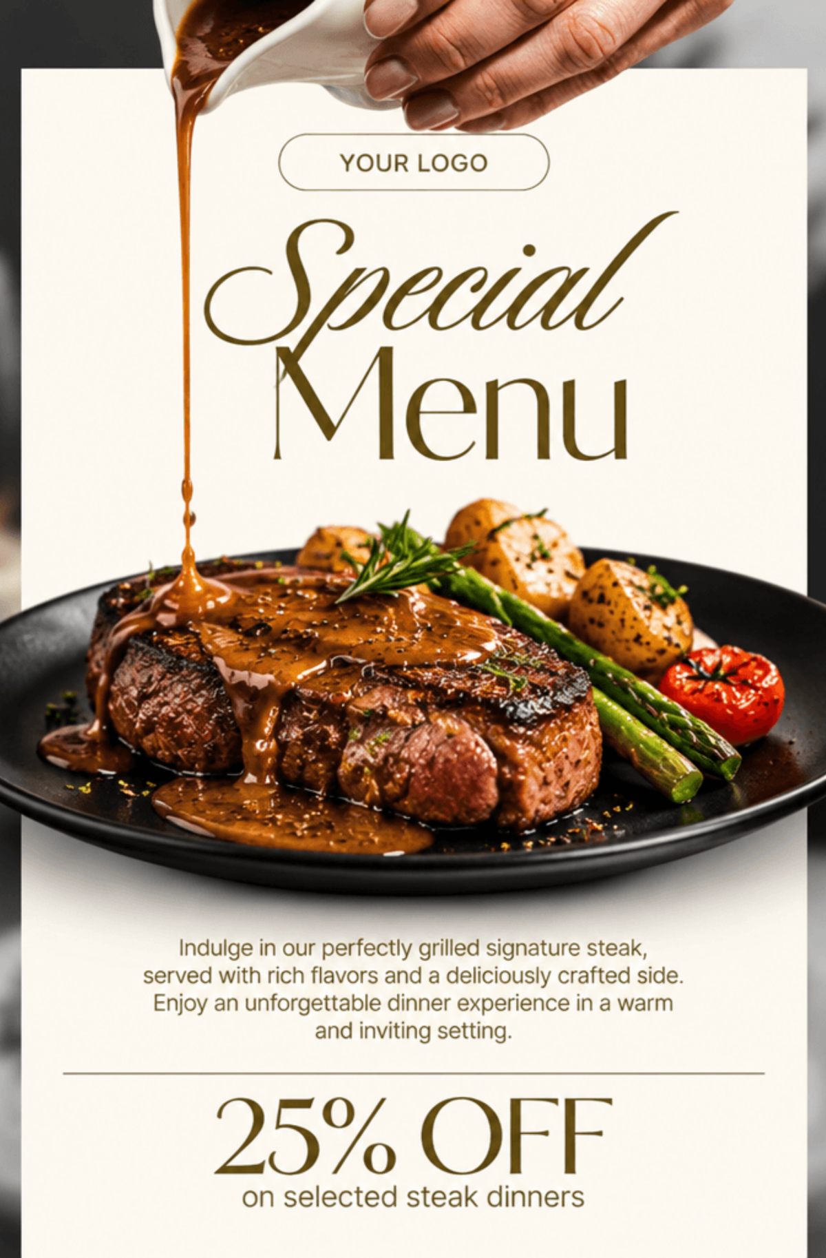 Elegant Restaurant Table Top Promotion Banner - AI Banner Generator, Create Banner Images Online
