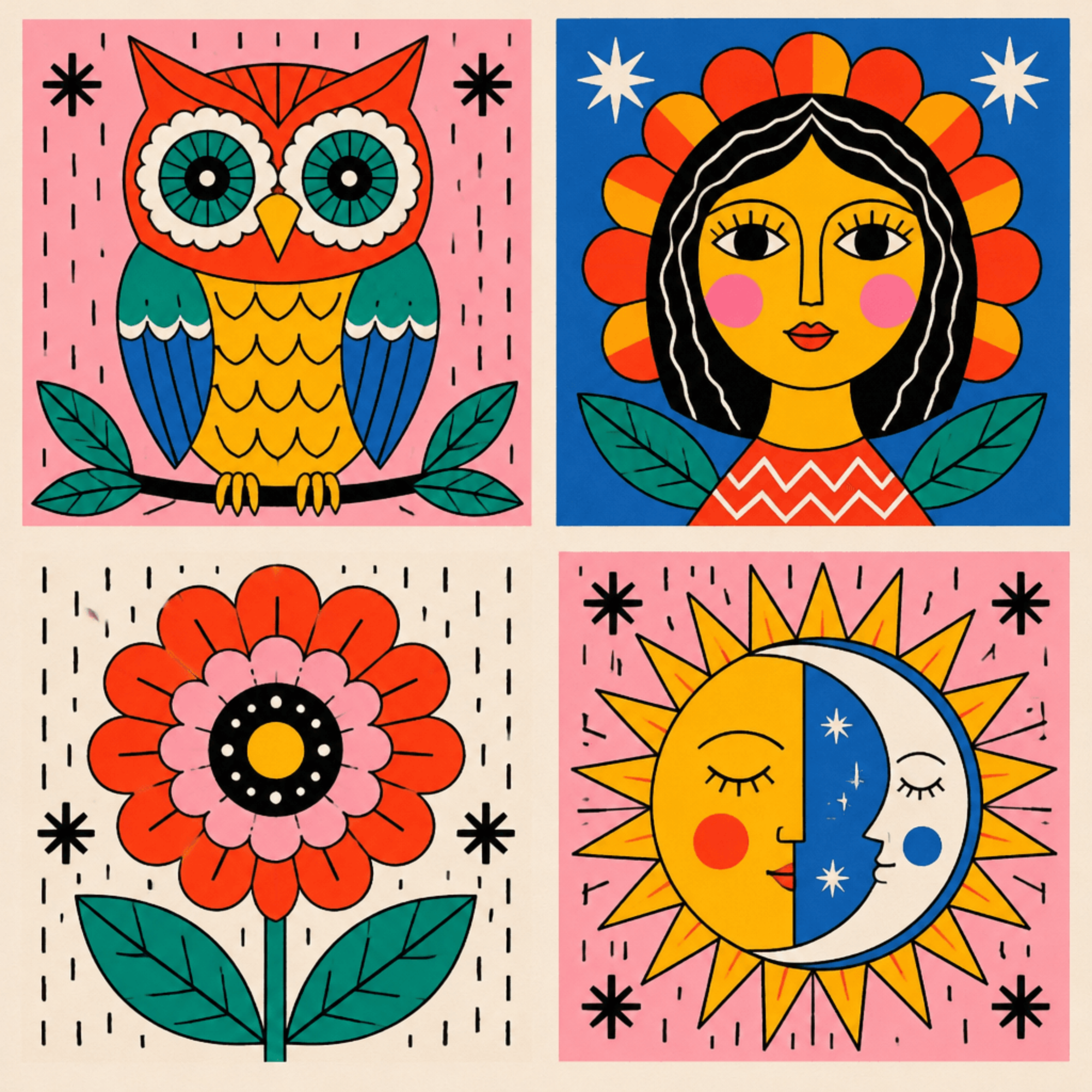 Grid Folk Art Clipart Template Grid Folk Art Clipart Template to Edit Online