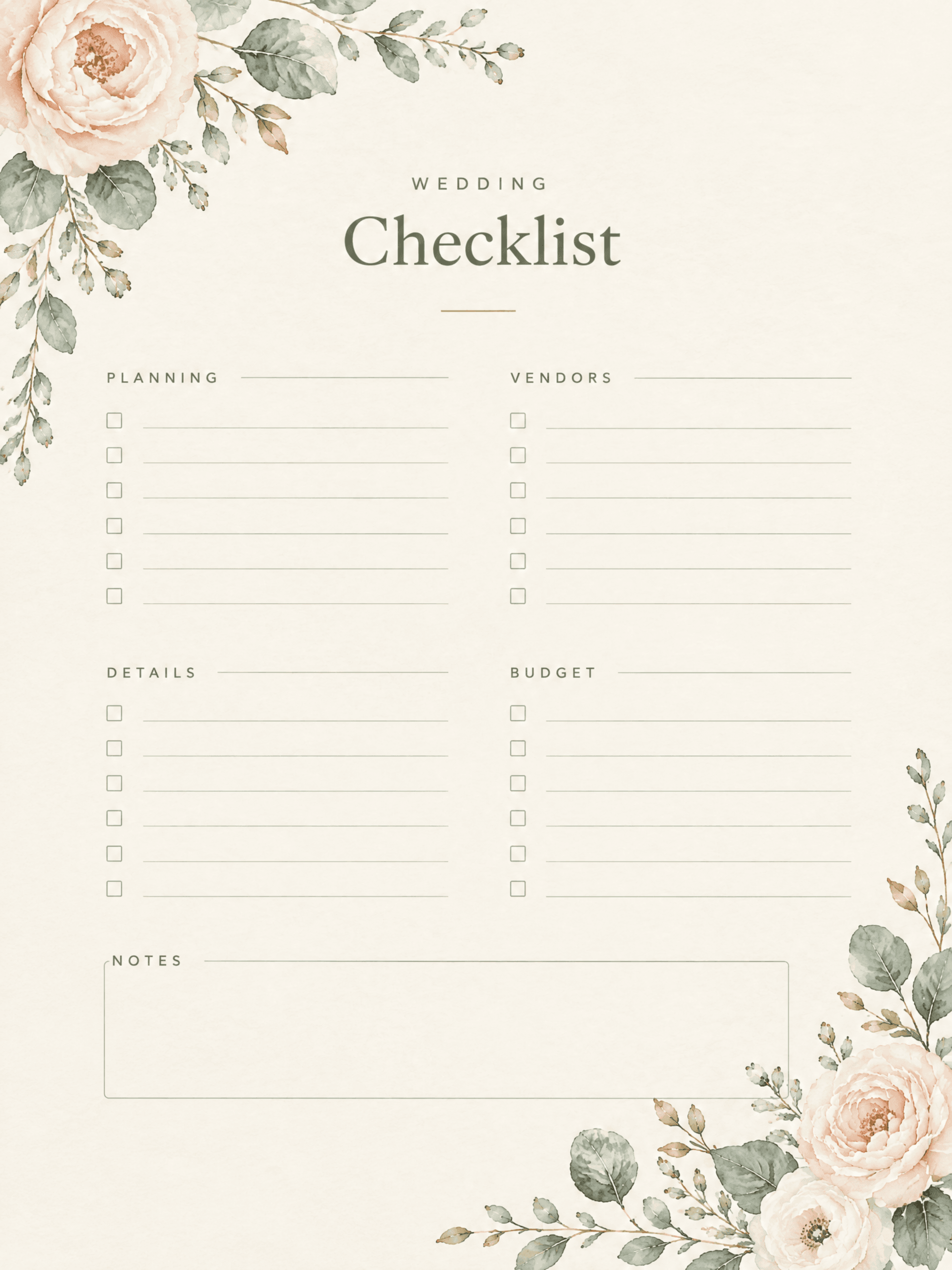 Free Botanical Wedding Planner Template to Edit Online