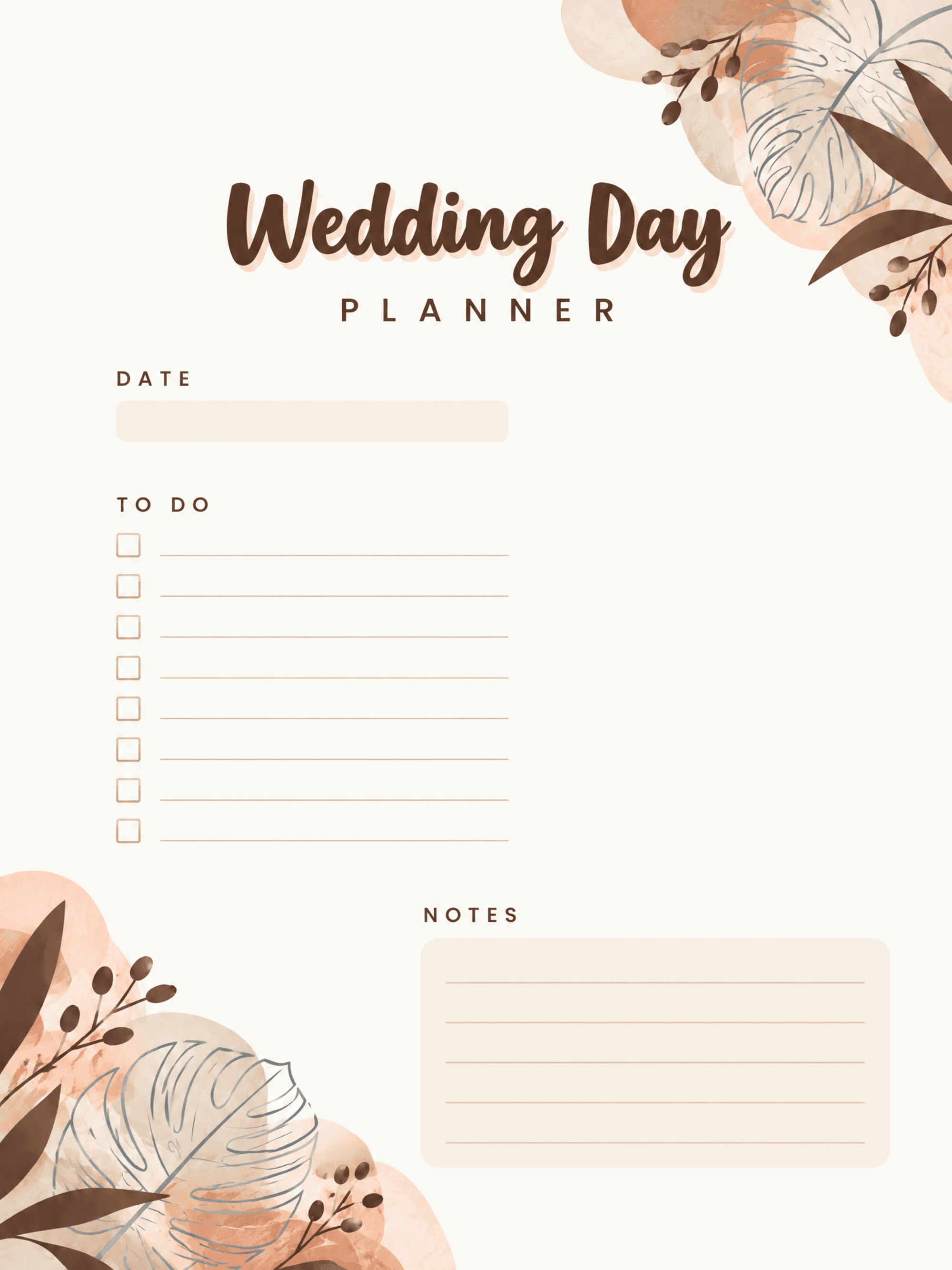 Free Boho Wedding Planner Template to Edit Online