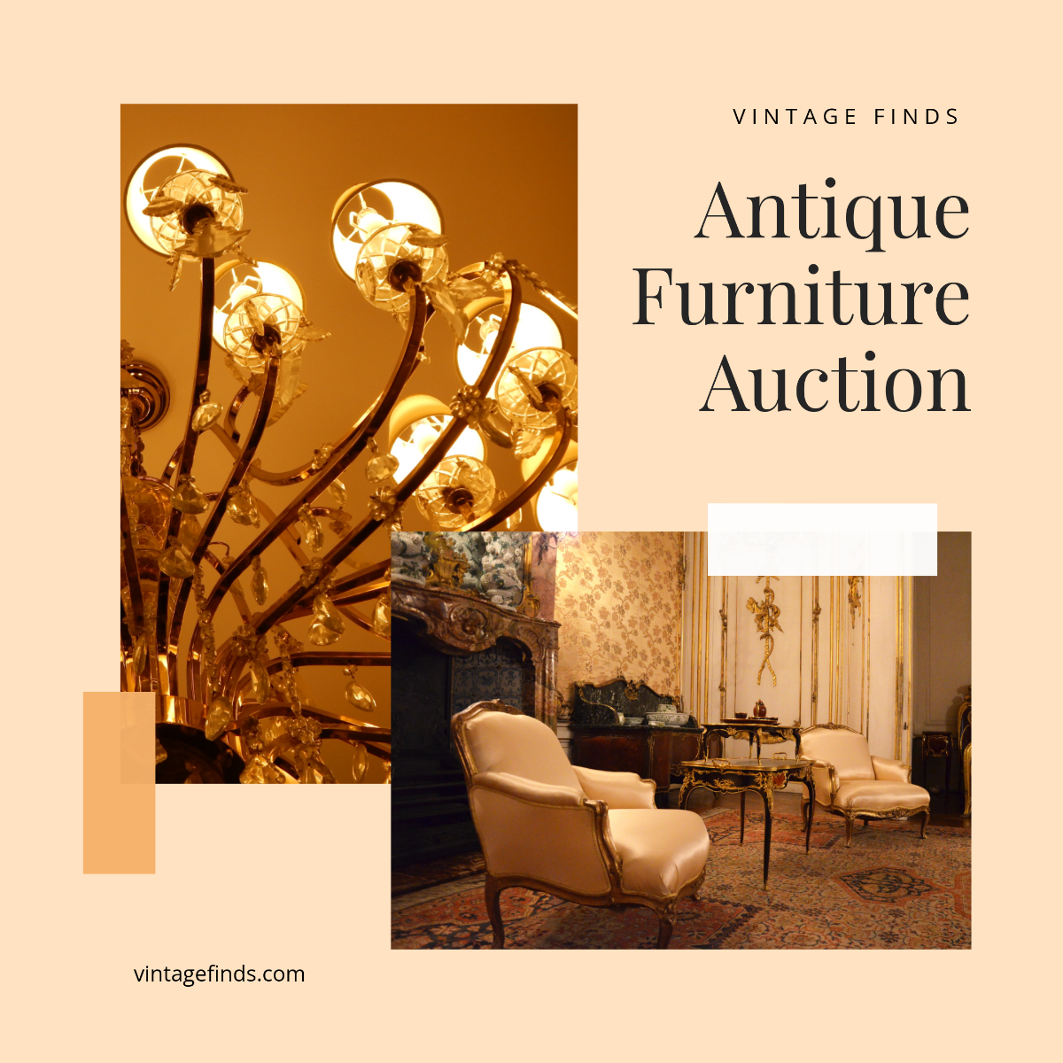 Free Antique Furniture Auction Instagram Ad Template to Edit Online