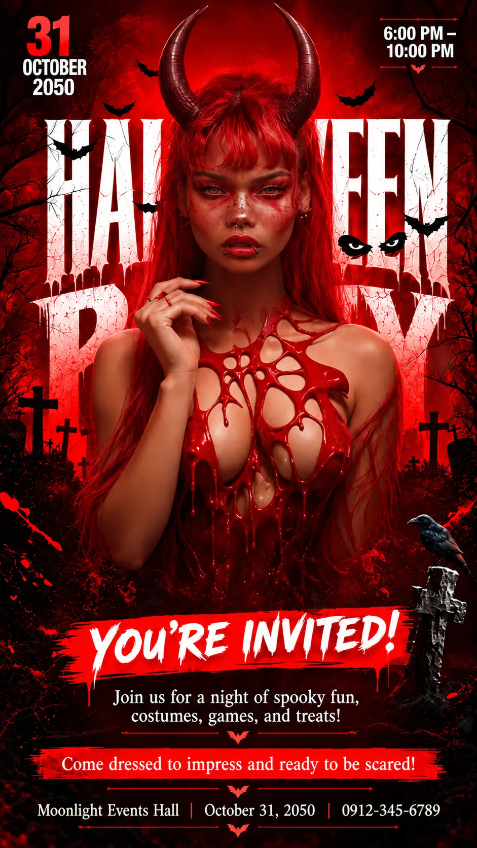 Free Halloween Party and Event Invitation Poster Template Halloween Party and Event Invitation Poster Template to Edit Online