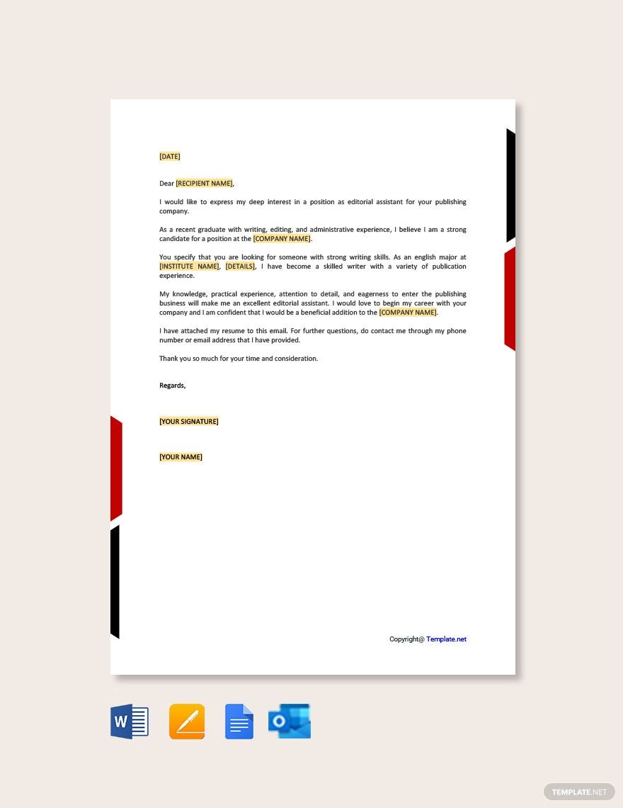 Email Cover Letter for Job Application Template