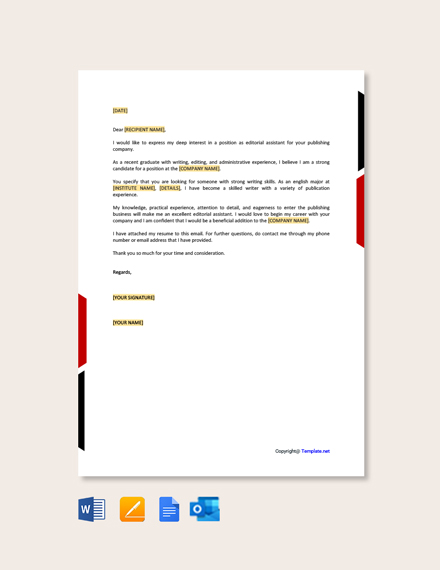 Cover email job application template